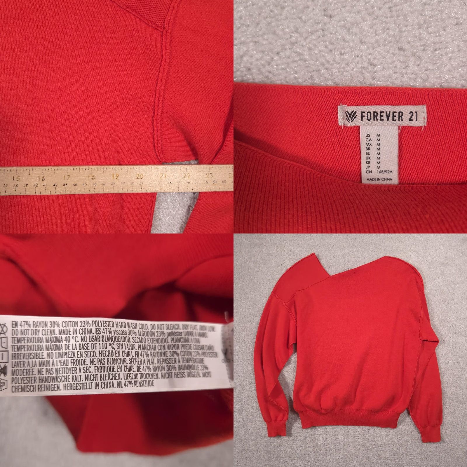 Forever 21 Forever 21 Sweater Womens Medium Red Asymmetrical Boat Neck Pullover Long Sleeve Size M / US 6-8 / IT 42-44 - 8 Thumbnail