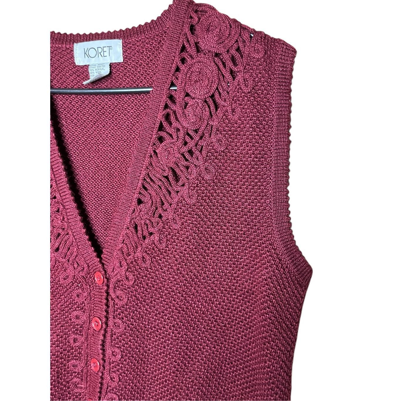 Other Vintage Koret Wool Blend Burgundy Knit Sweater Vest Size M Size M / US 6-8 / IT 42-44 - 2 Thumbnail