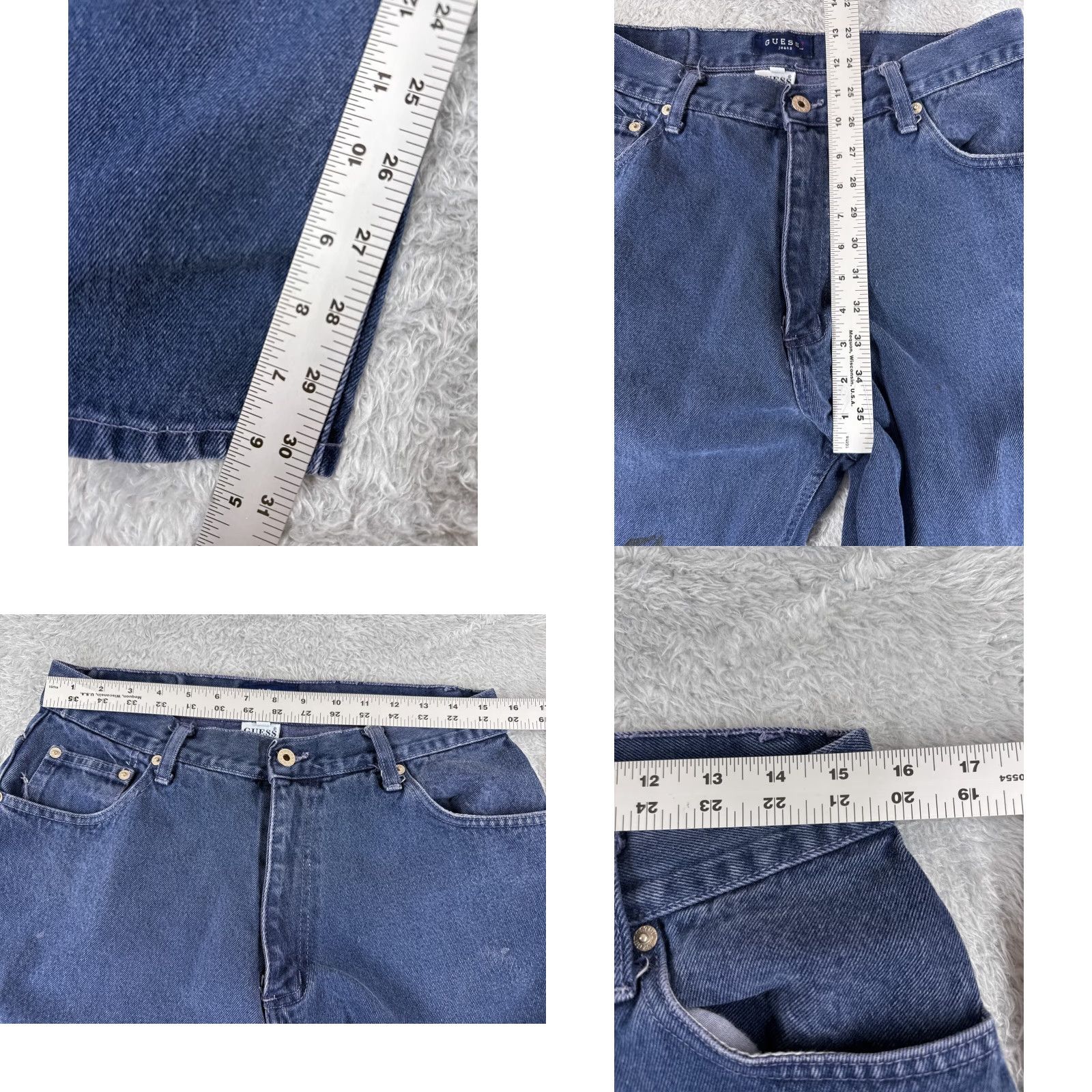 Lee VINTAGE Guess Pants Men 36 Blue Denim Pant US Made 90's High Waist Tapered 31x31 Size US 36 / EU 52 - 8 Thumbnail
