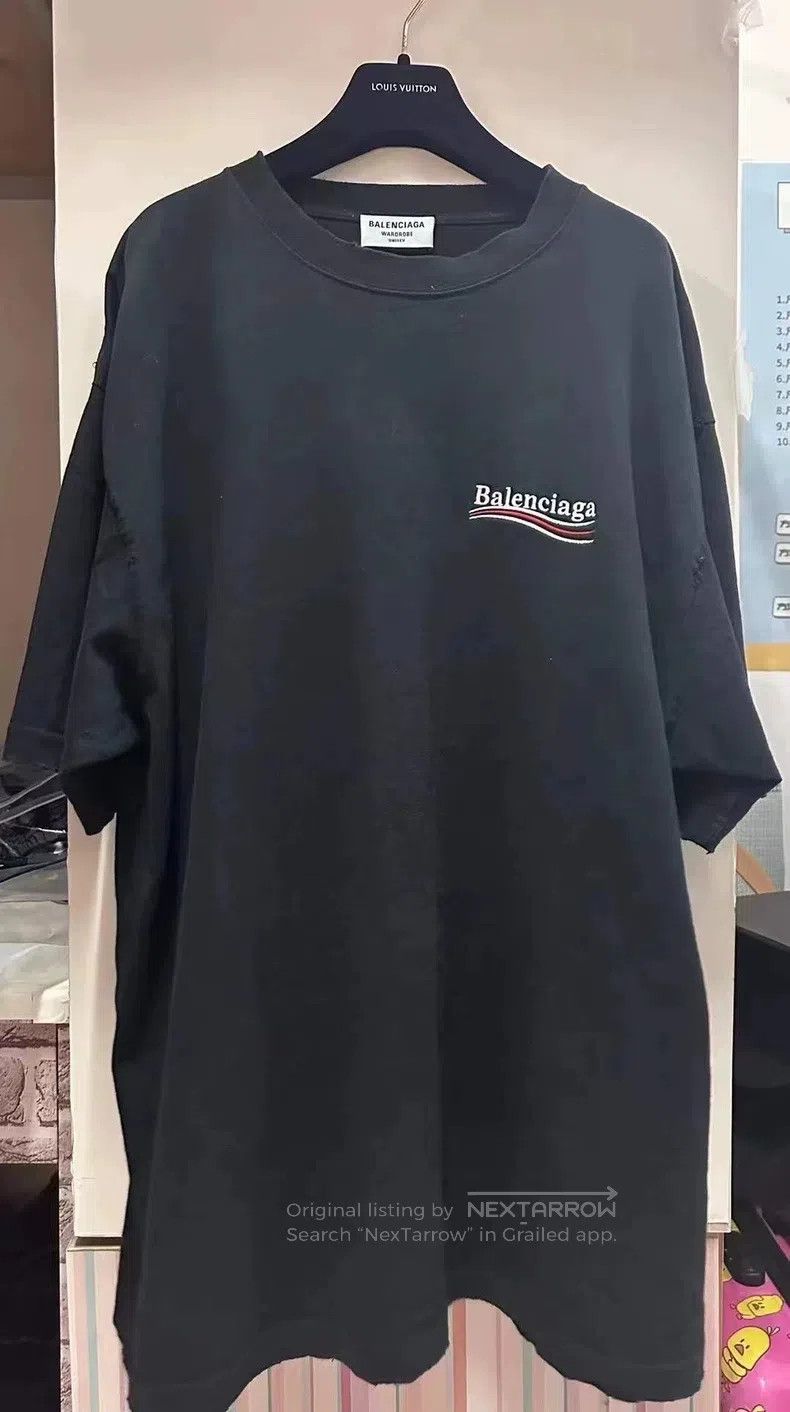 Balenciaga Balenciaga Black Embroidered Coke Wave Logo Short Sleeve Size US L / EU 52-54 / 3 - 1 Thumbnail