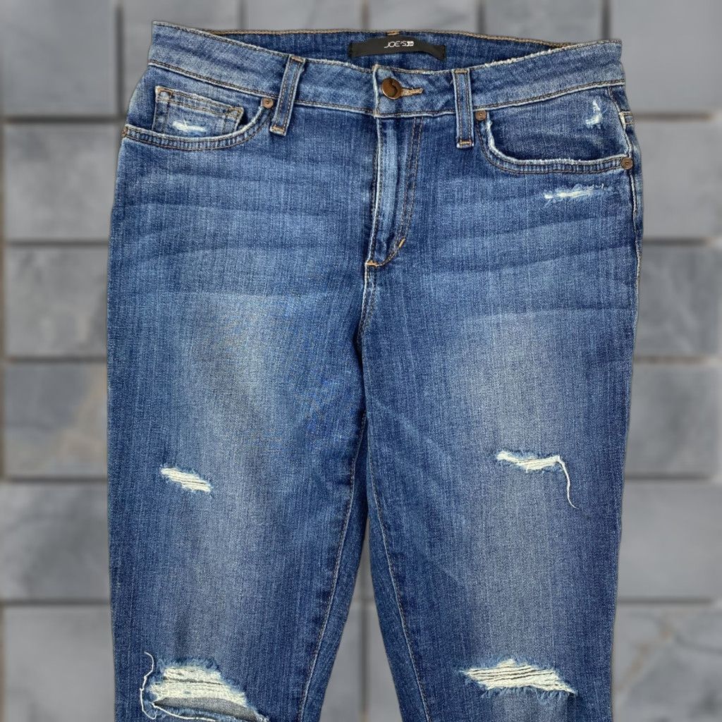 Vintage Joe's Jeans Womens Jeans 27 Blue Mid-Rise Skinny Distressed Stretch Cotton Denim Size 27" / US 4 / IT 40 - 1 Thumbnail