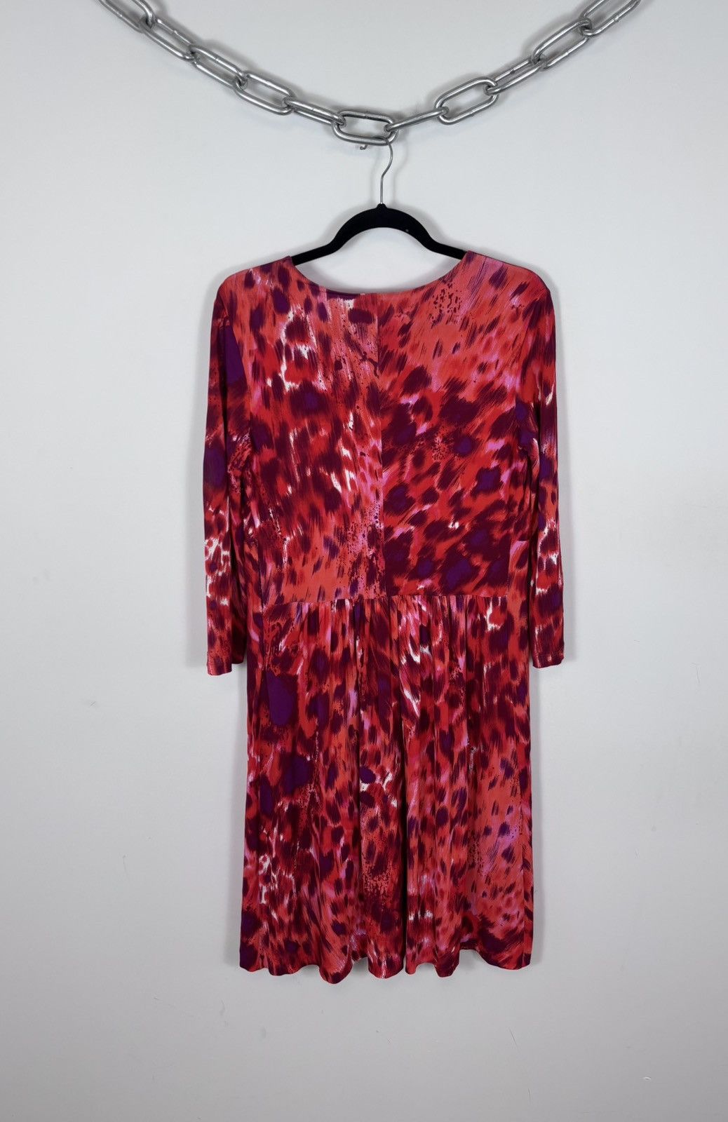 Iceberg Iceberg Women’s Red Abstract Animal Print V-Neck Dress Size L / US 10 / IT 46 - 2 Thumbnail