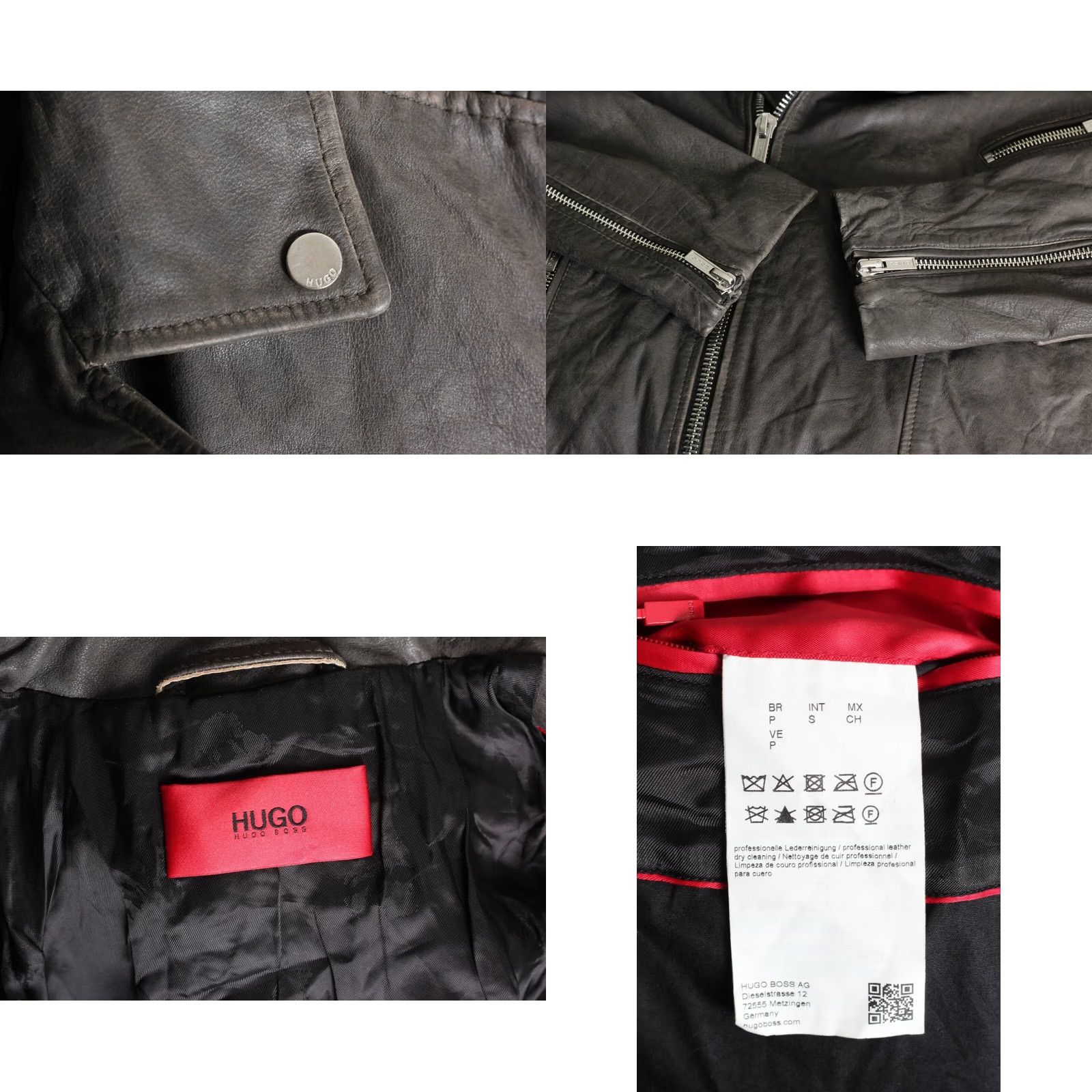 Hugo Boss HUGO BOSS Lonec Leather Jacket Men Size S Biker Grey MJ5422 Size US S / EU 44-46 / 1 - 8 Thumbnail