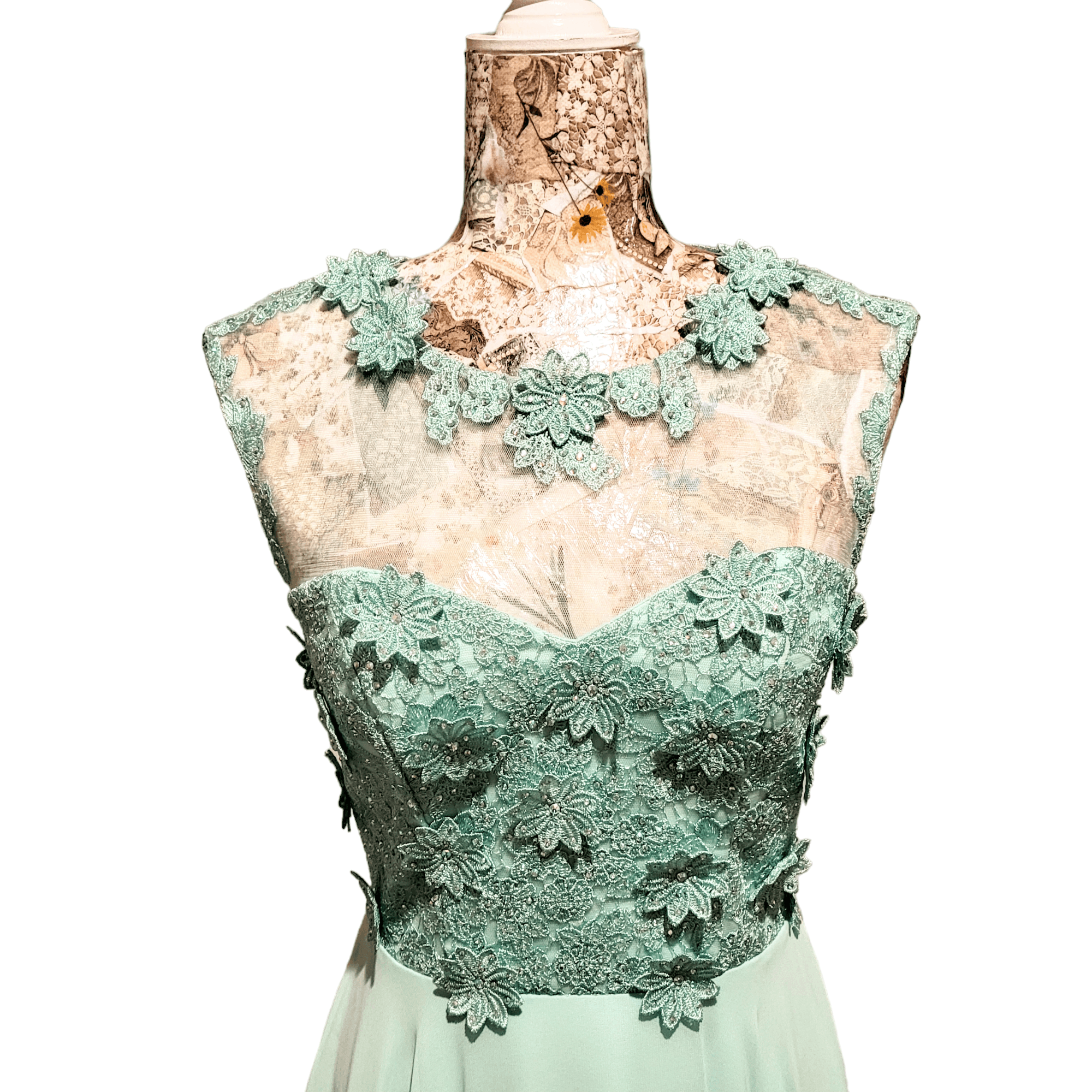 Triangl City Triangles Green Rhinestones Sweetheart Long Prom Gown Size XS / US 0-2 / IT 36-38 - 3 Thumbnail