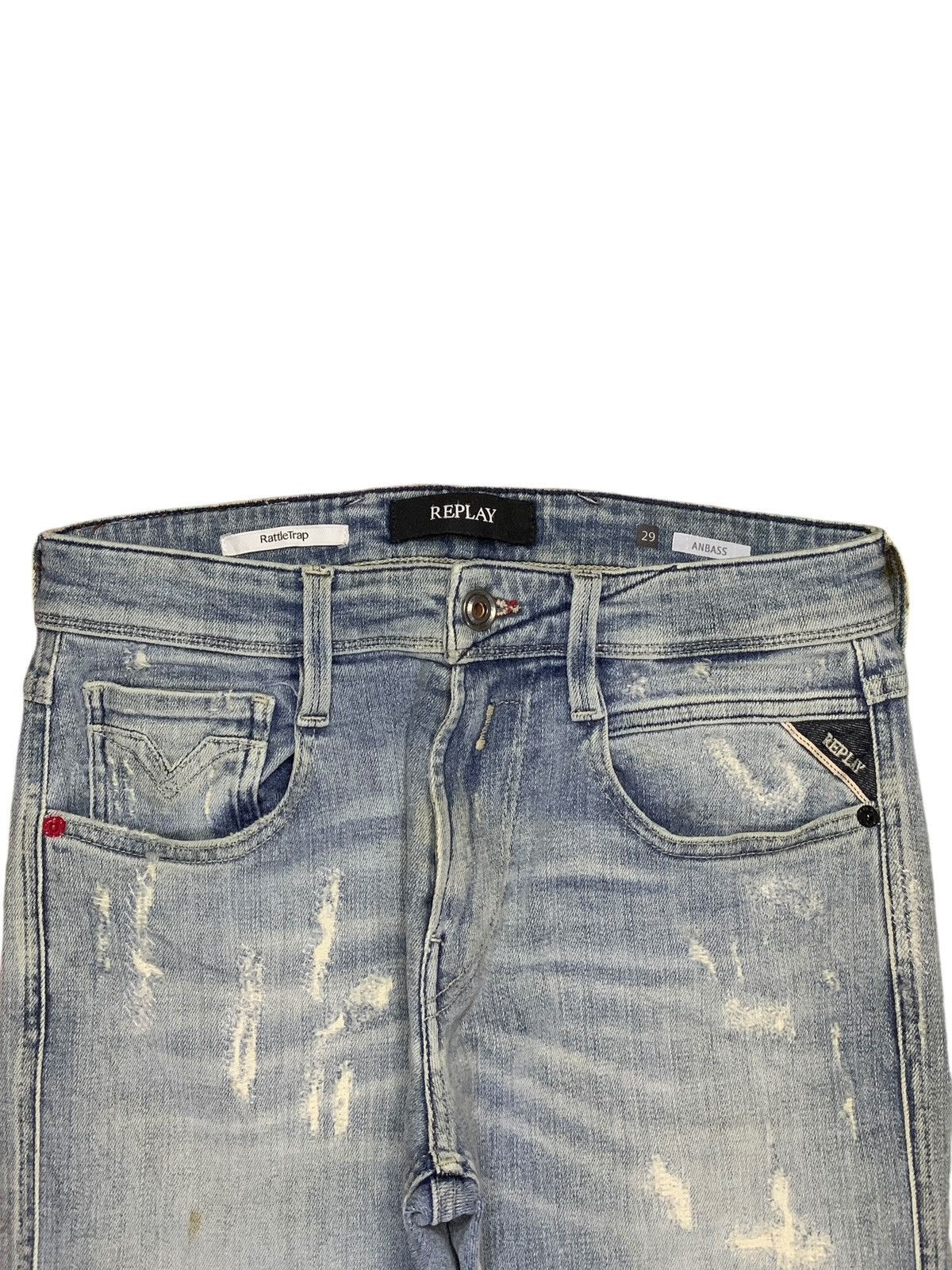 Japanese Brand × Replay Vintage Rattle Trap X Replay Faded Wash Distress Slim Jeans Size US 30 / EU 46 - 4 Thumbnail