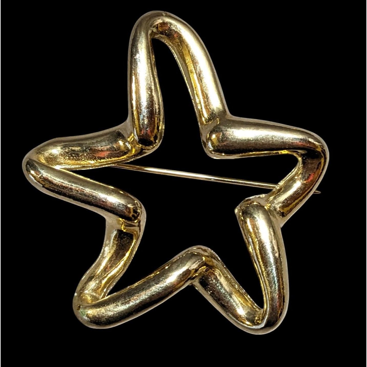 Other Vintage 60s Gold Tone Stylized Open Star Brooch Size ONE SIZE - 1 Thumbnail