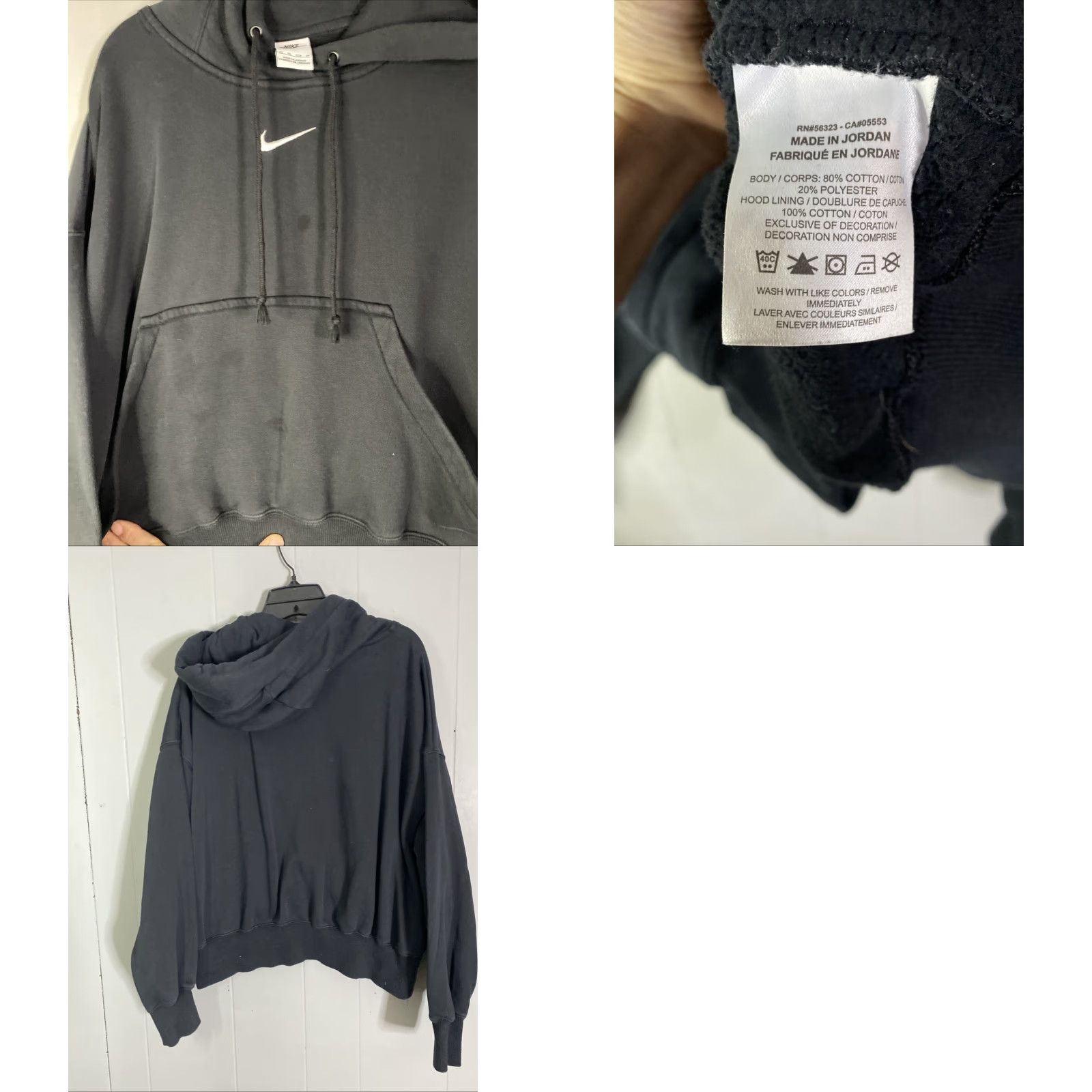 Nike VINTAGE Nike Hoodie Womens Faded Black Oversized Center Swoosh Pullover XL Tall Womens Size XL / US 12-14 / IT 48-50 - 8 Thumbnail