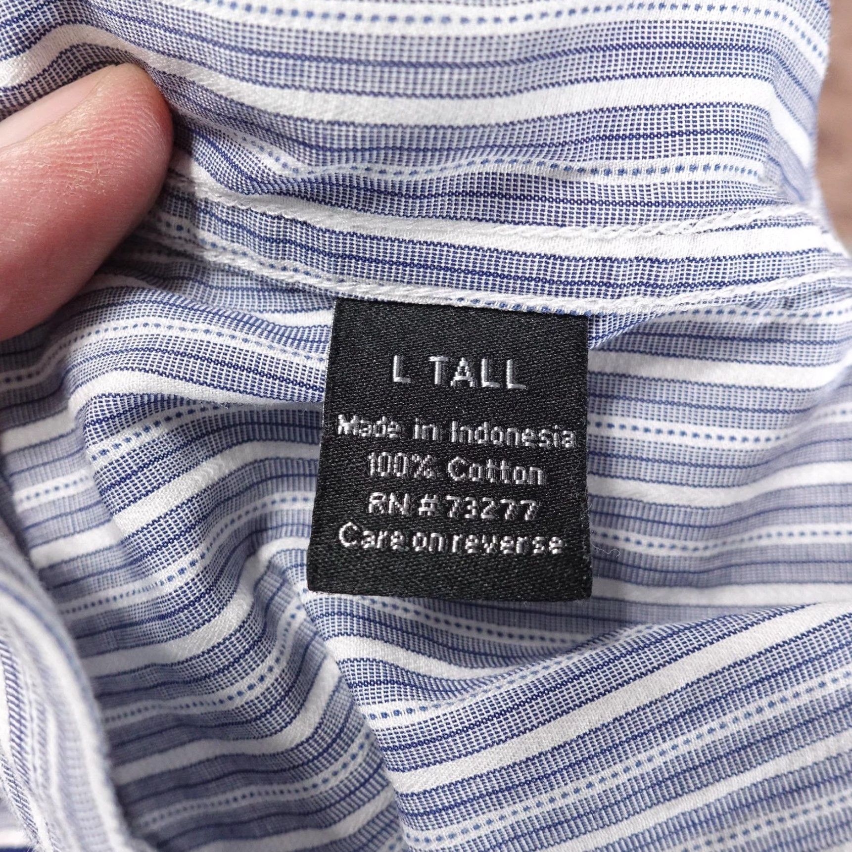 Apt. 9 VINTAGE APT 9 Shirt Mens Big & Tall Large Long Sleeve Cotton Blue White Striped Button-Down Size US L / EU 52-54 / 3 - 7 Thumbnail