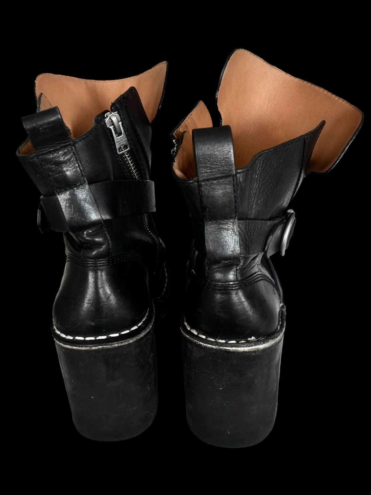 Allsaints AllSaints Chunky Heel Harness Boots Black Leather Size US 9 / IT 39 - 3 Thumbnail