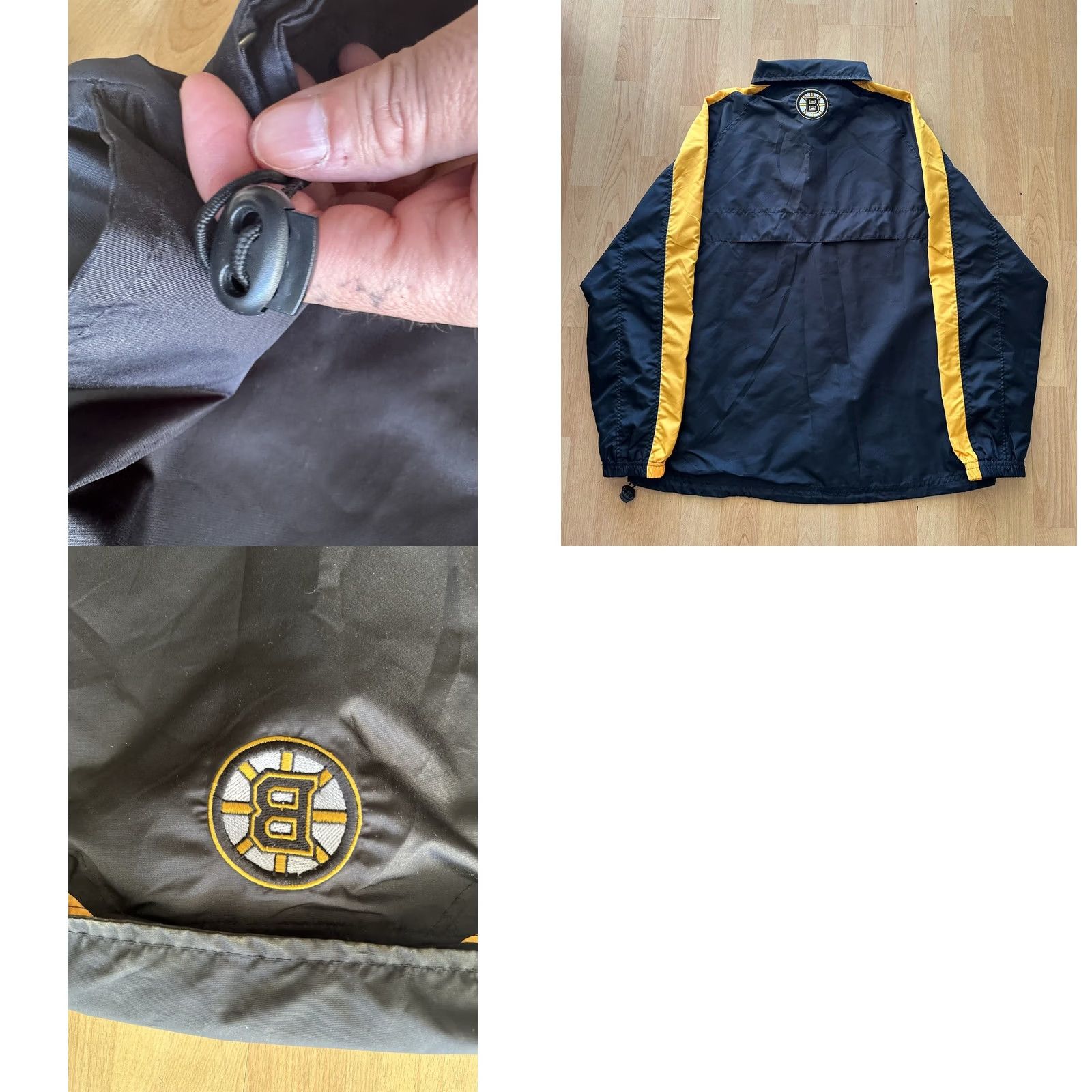 NHL VINTAGE NHL Boston Bruins Quarter Zip Anorak Windbreaker Jacket Black Yellow M Mens Medium Black Windbreaker Bruins Quarter Zip Jacket Size US M / EU 48-50 / 2 - 8 Thumbnail