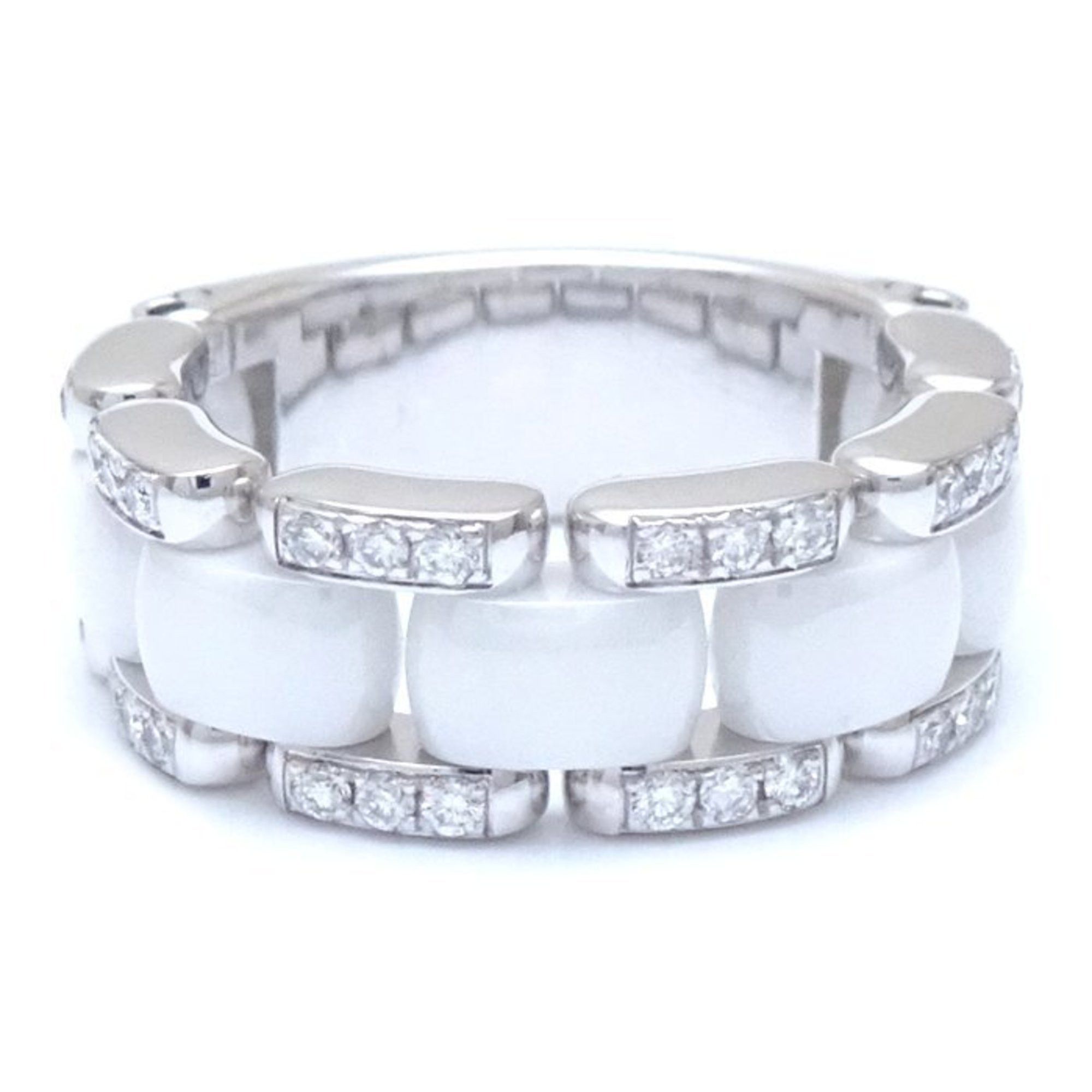 image of Chanel Ultra Ring Diamond 51 K18Wg White Gold X Ceramic 291737, Women's