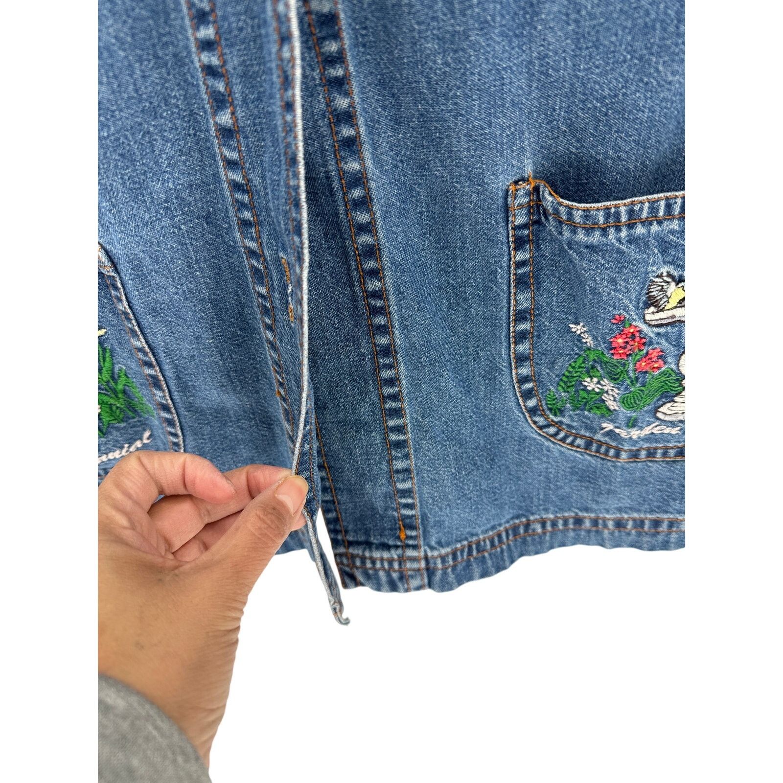 Other vintage Blair denim jacket embroidered cat garden designs Size L / US 10 / IT 46 - 6 Thumbnail