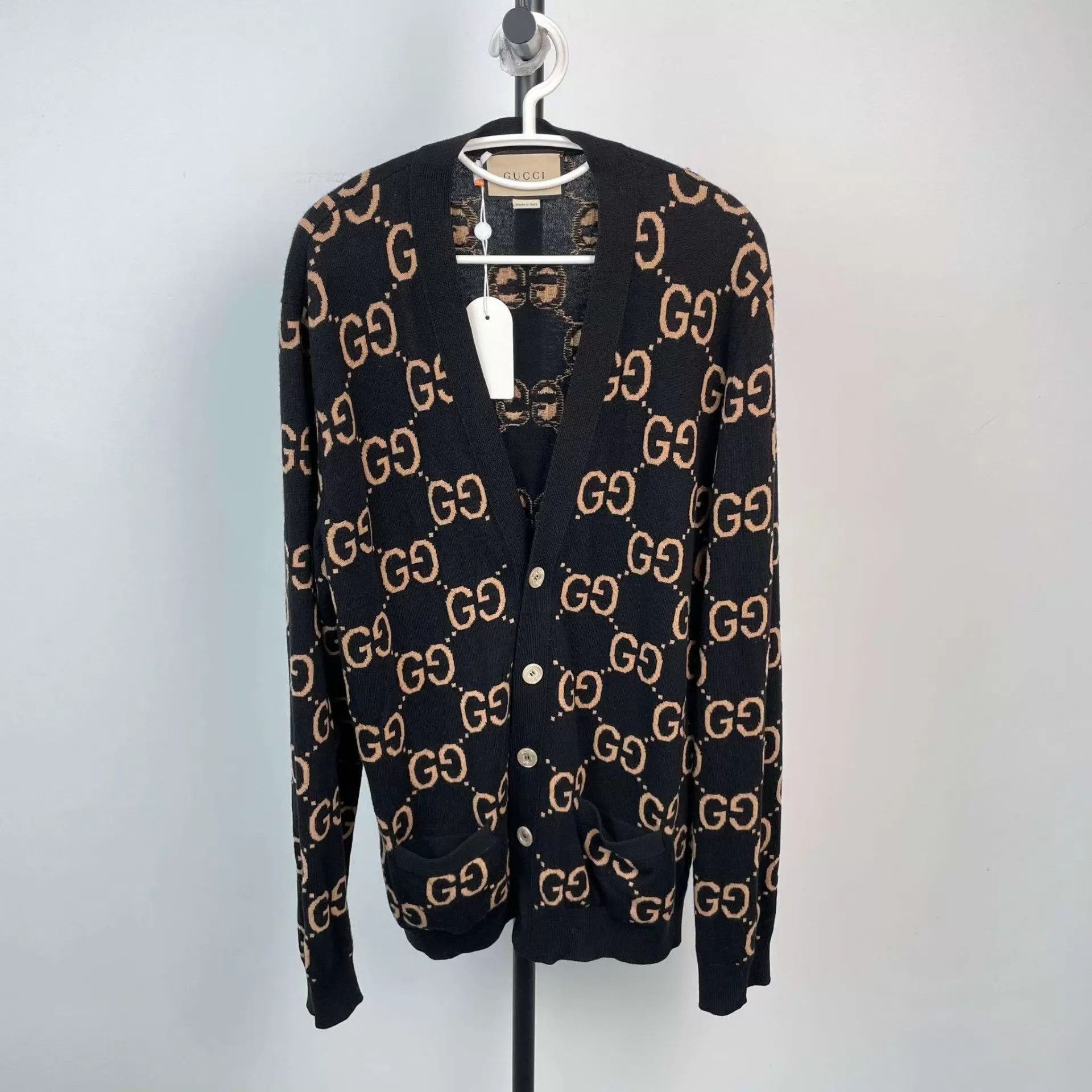Gucci Gucci Wool All-Over Print Cardigan XL Black Size US XL / EU 56 / 4 - 1 Thumbnail