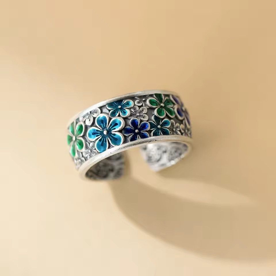 Japanese Brand Mizuhara x moto Multicolor Flower Open Ring Size ONE SIZE - 1 Thumbnail