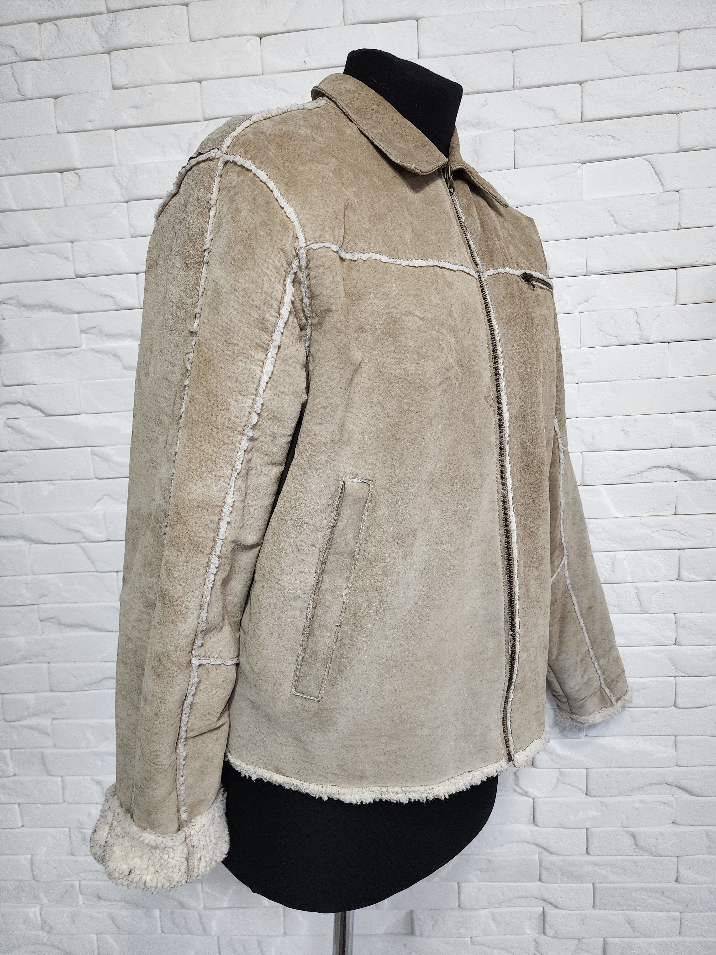 Other Men's Suede Style Jacket: Faux Fur Insulation, Metal Zipper Size US L / EU 52-54 / 3 - 3 Thumbnail