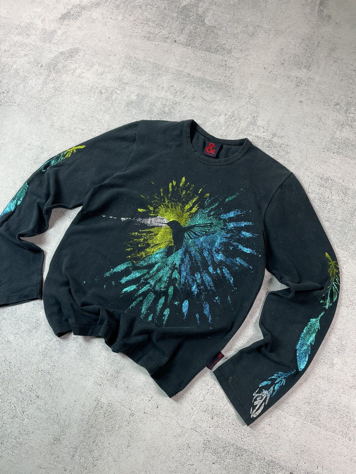 Dolce & Gabbana × Vintage Vintage 90s Dolce & Gabbana Colibri Shiny Faded Longsleeve Size US M / EU 48-50 / 2 - 4 Thumbnail