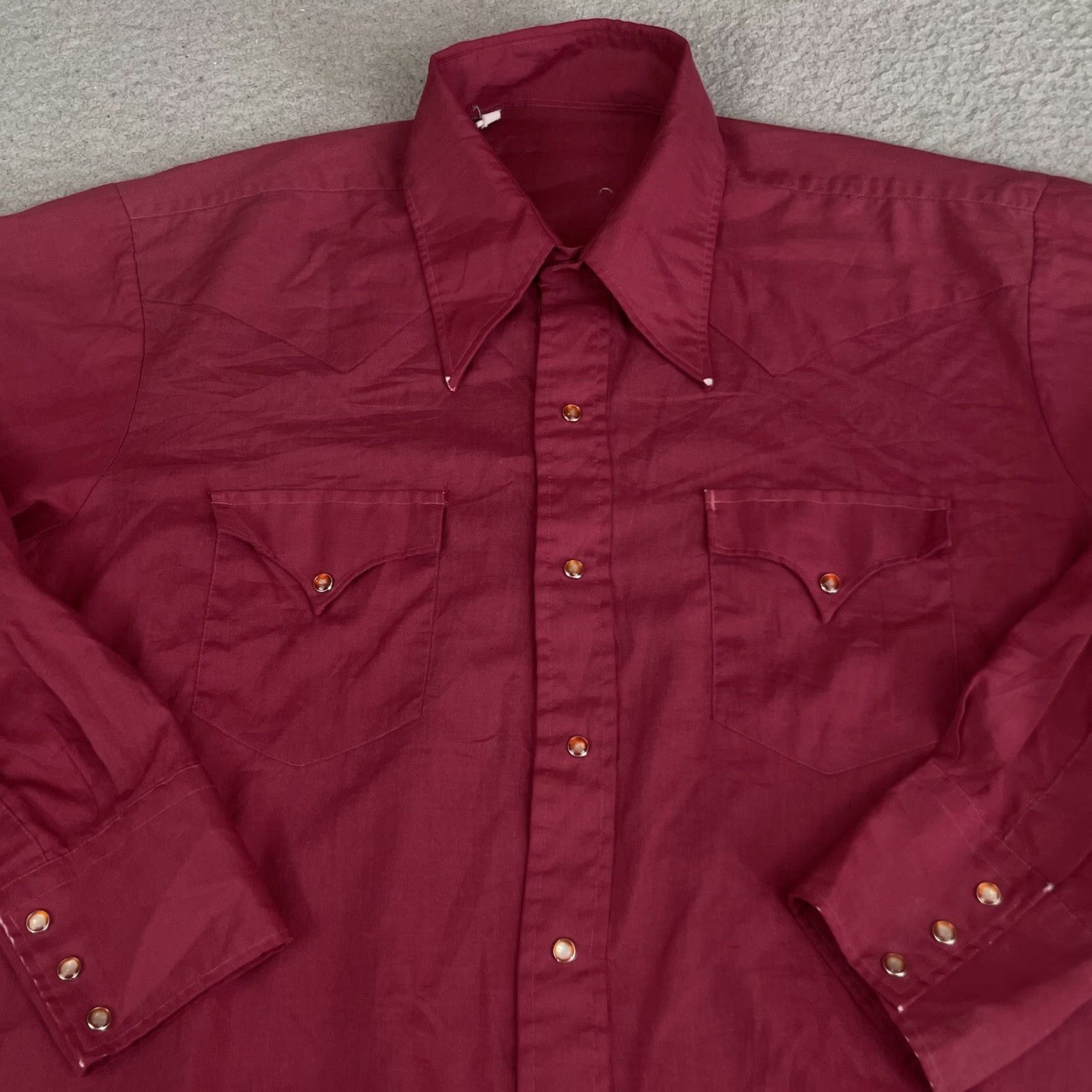 Vintage VINTAGE Western Pearl Snap Shirt Red 60s 70s Cotton Polyester Blend Long Sleeve Cowboy Rodeo Ranch Mens XL snap collar pockets Size US XL / EU 56 / 4 - 2 Thumbnail