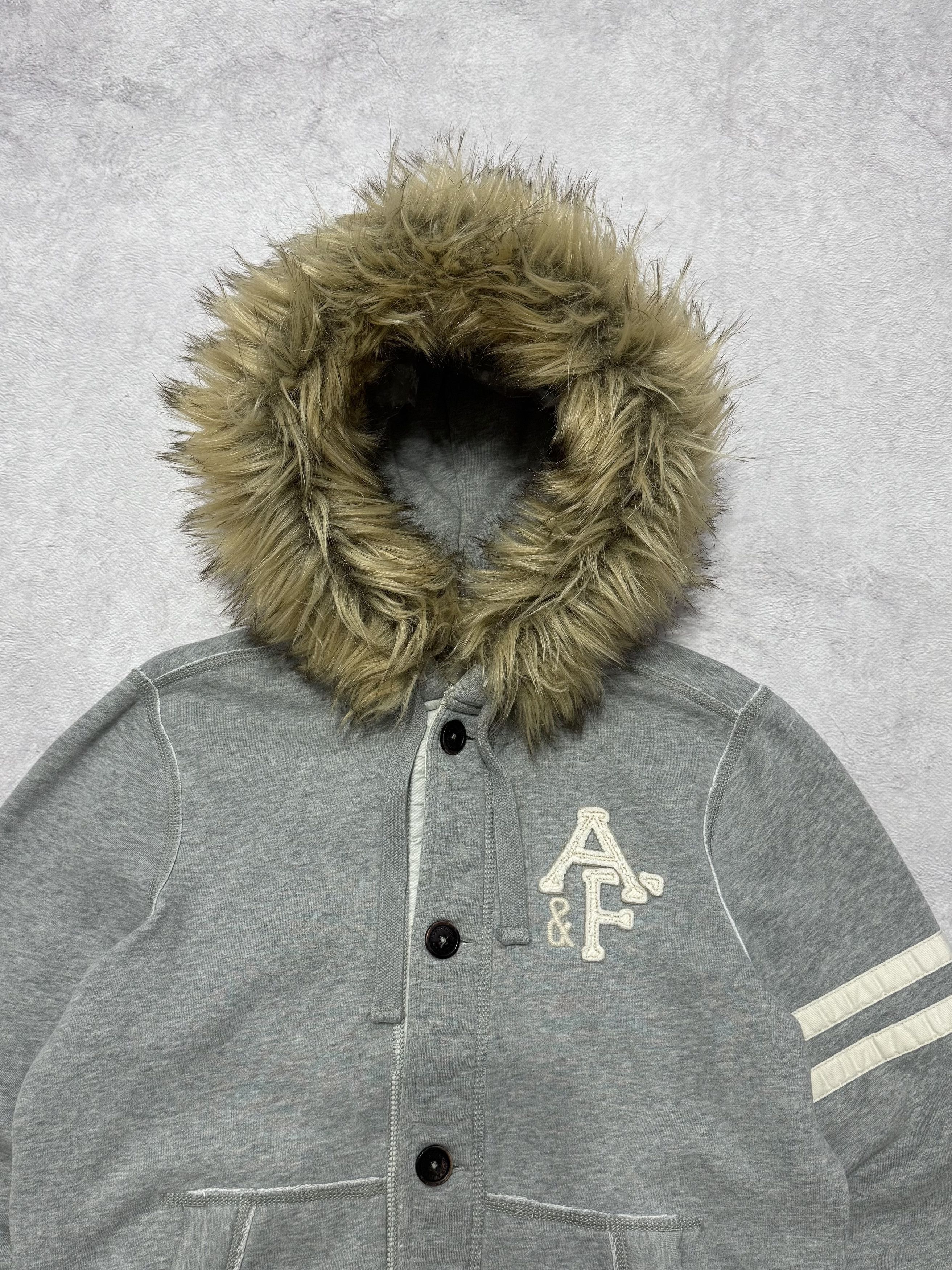 Abercrombie & Fitch 2000s Vintage Abercrombie & Fitch Button-Up Fur Hoodie Size US S / EU 44-46 / 1 - 2 Thumbnail