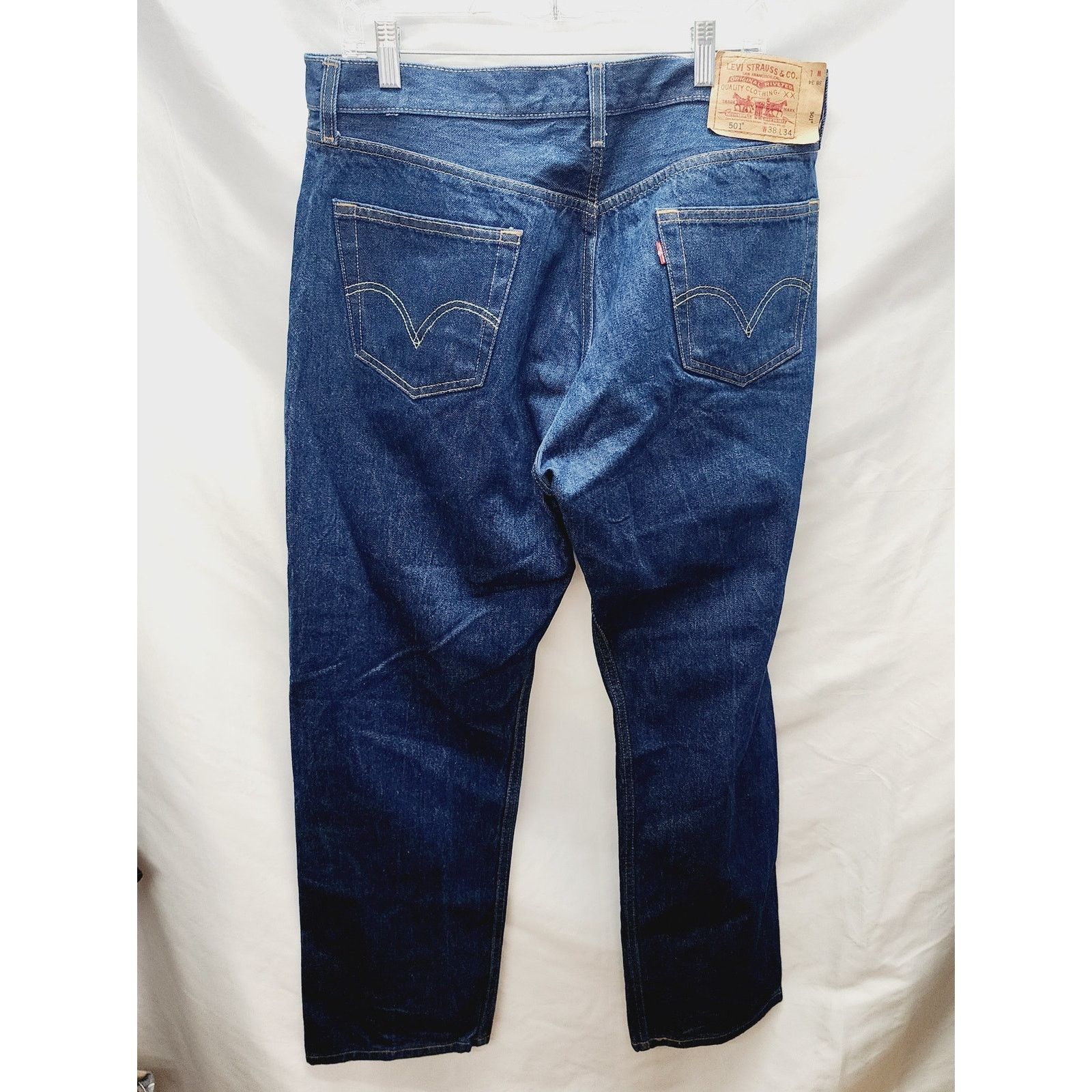 Levi's Levi's Dark Blue Button Fly 501 Straight Fit Denim Jeans Size US 38 / EU 54 - 2 Thumbnail
