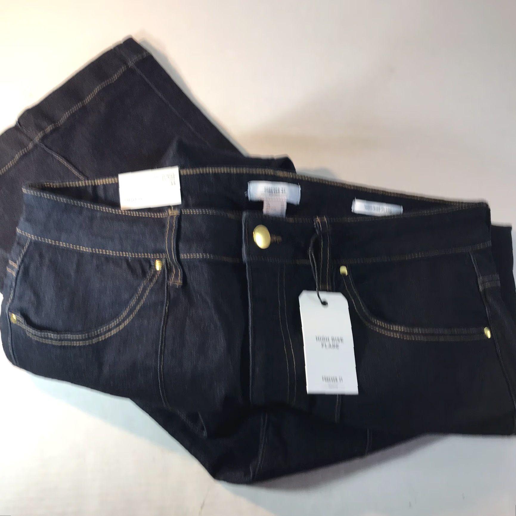 Forever 21 VINTAGE Forever 21 High Rise Flare Jeans Womens Size 33 Blue Denim Slim Fit 90s Bohemian Size 24" / US 00 / IT 34 - 6 Thumbnail