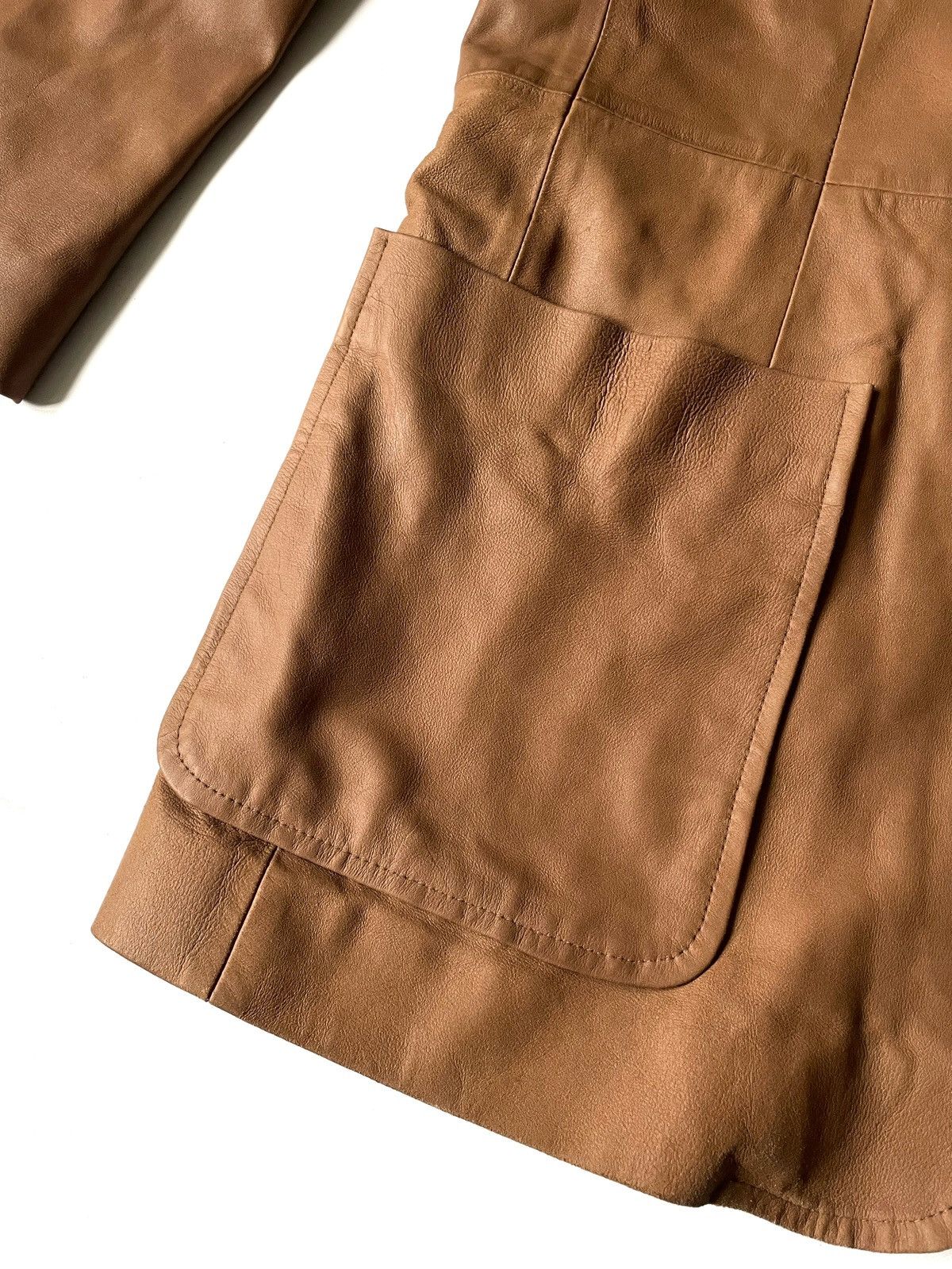 Leather Ecce Uomo Men Brown Goat Leather Blazer Size L Size 42R - 7 Thumbnail
