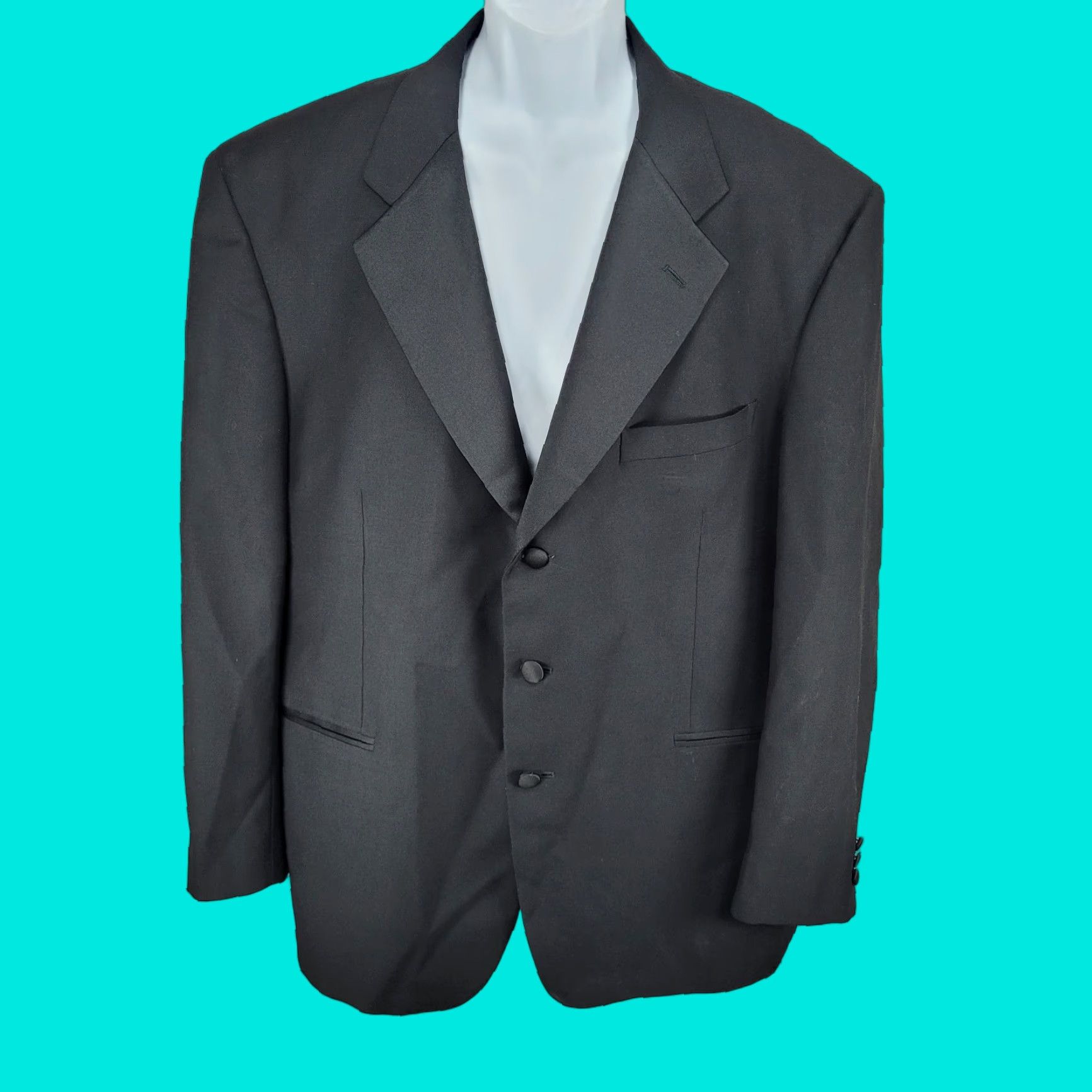 Vintage Vito Rufolo Black 100% Wool Tuxedo Suit Jacket Italy 44R Comero Super 100's Size 44R - 1 Thumbnail