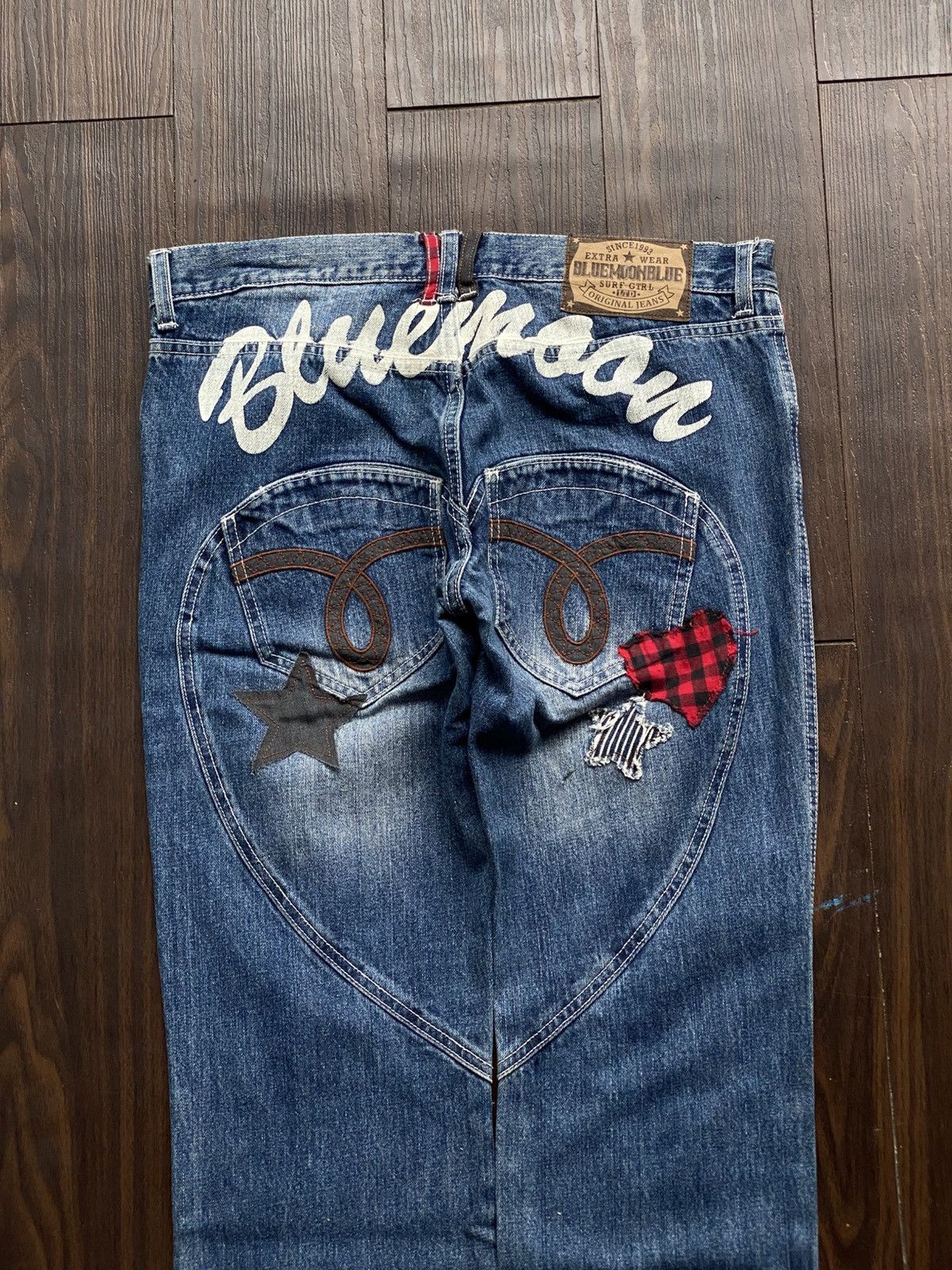 Japanese Brand RARE Y2K JAPANESE BRAND BLUEMOONBLUE CRASH REPAIR Size US 34 / EU 50 - 5 Thumbnail