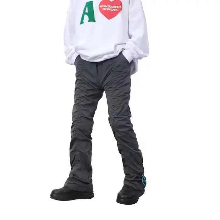Japanese Brand Stacked Pleated Gray Sweatpants Size US 30 / EU 46 - 1 Thumbnail