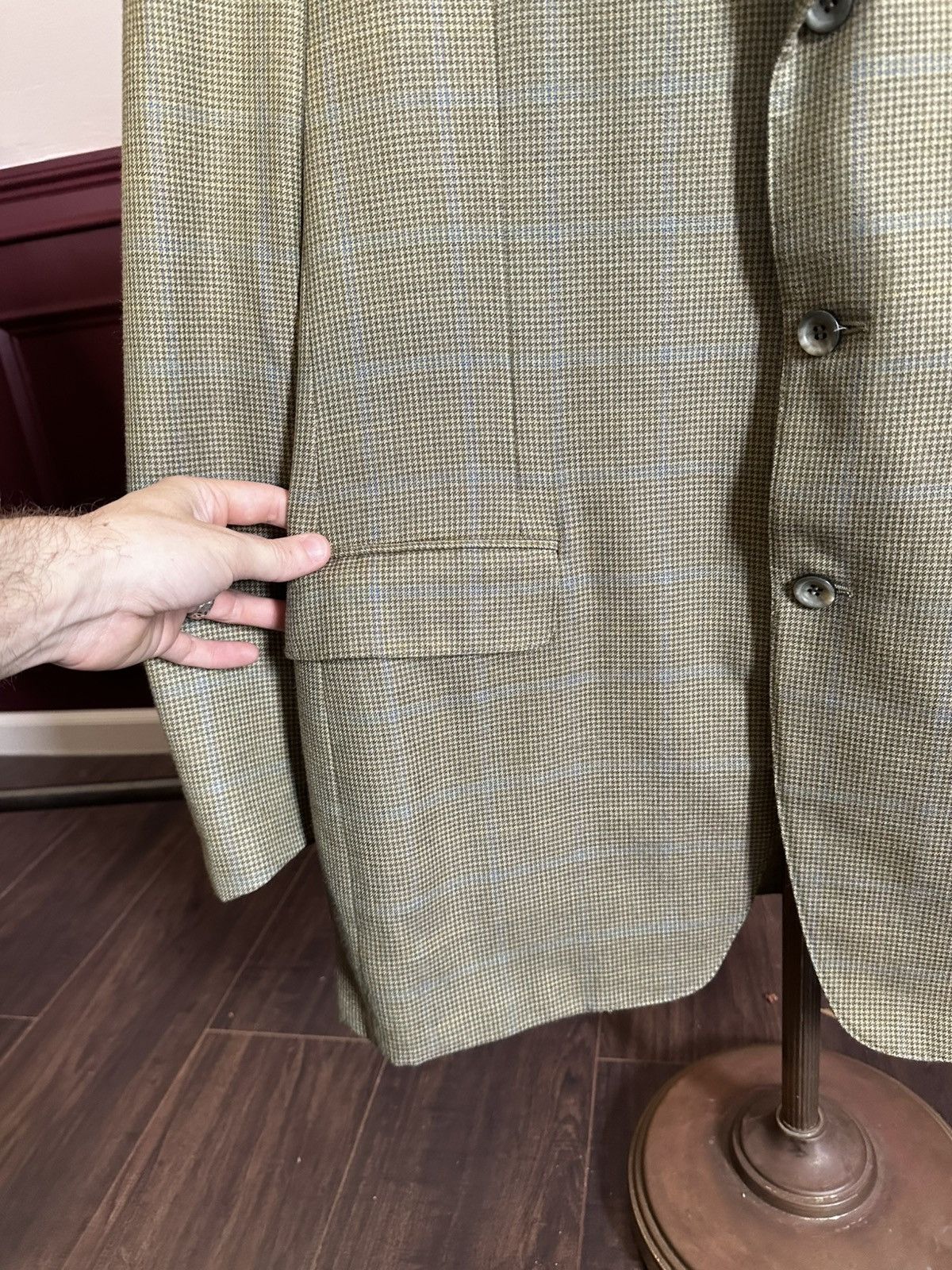 Canali 100% CASHMERE Exclusive Collection green tartan jacket Size 42L - 3 Thumbnail