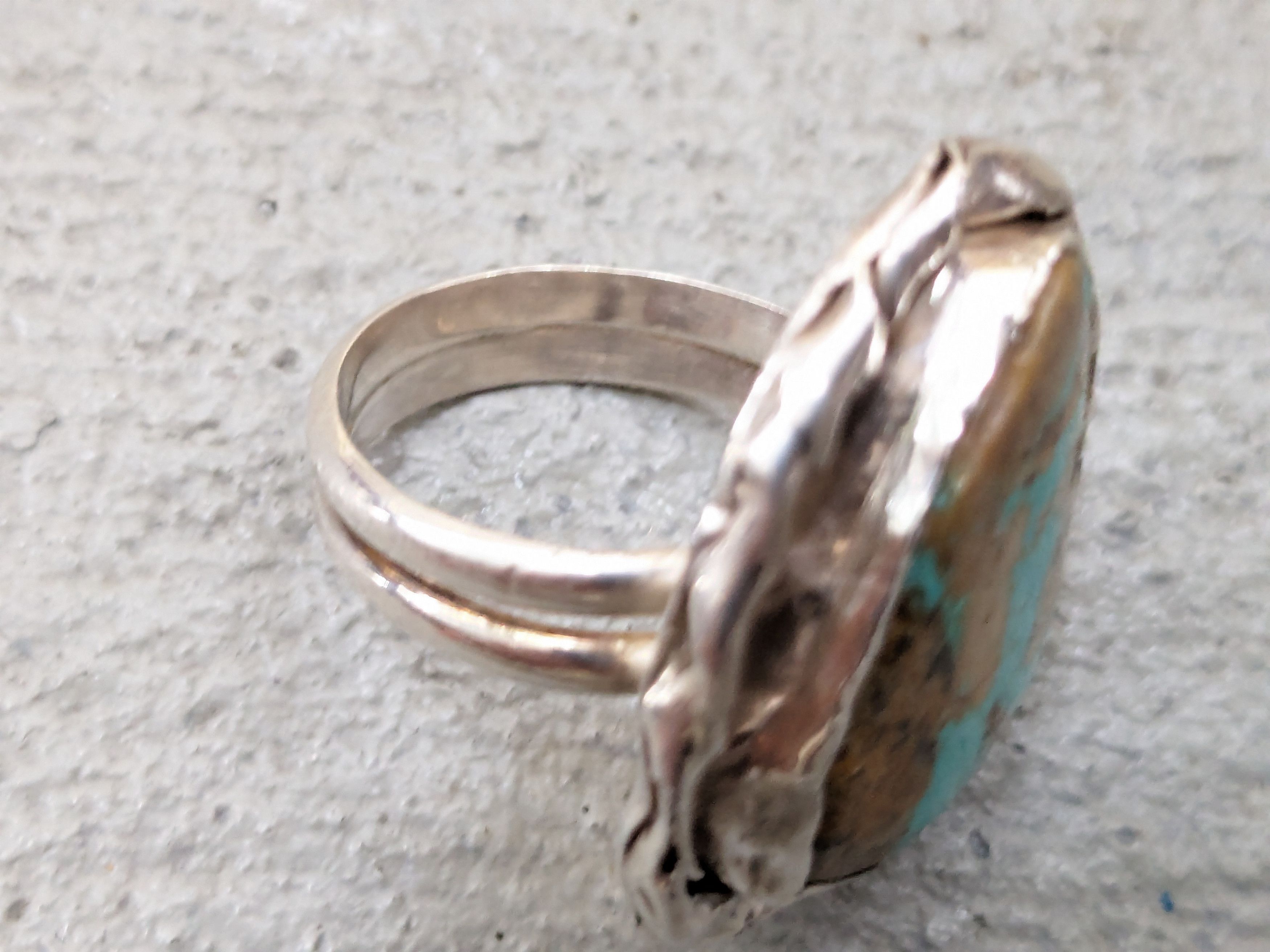 Jewelry Vintage Sterling Silver Ring 10.25 Turquoise Modern Native Size ONE SIZE - 8 Thumbnail