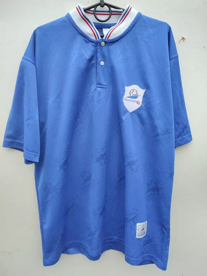 Vintage FRANCE 98 OFFICIAL LICENCED BLUE FOOTBALL SHIRT COUPE DU Size US XL / EU 56 / 4 - 10 Thumbnail