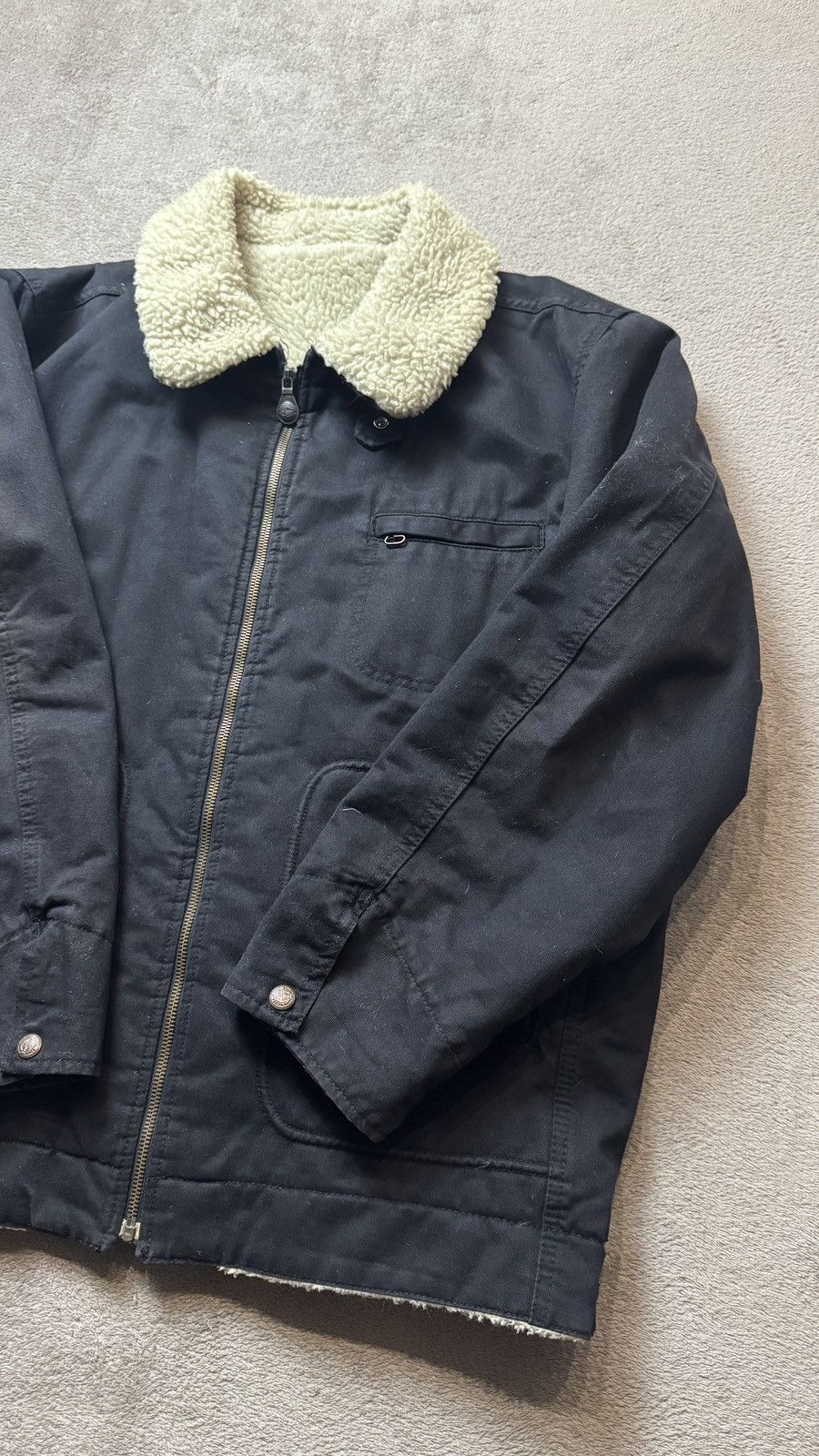 Japanese Brand Vintage Faux Sheepskin Faded Work Jacket carhartt stussy Size US M / EU 48-50 / 2 - 4 Thumbnail