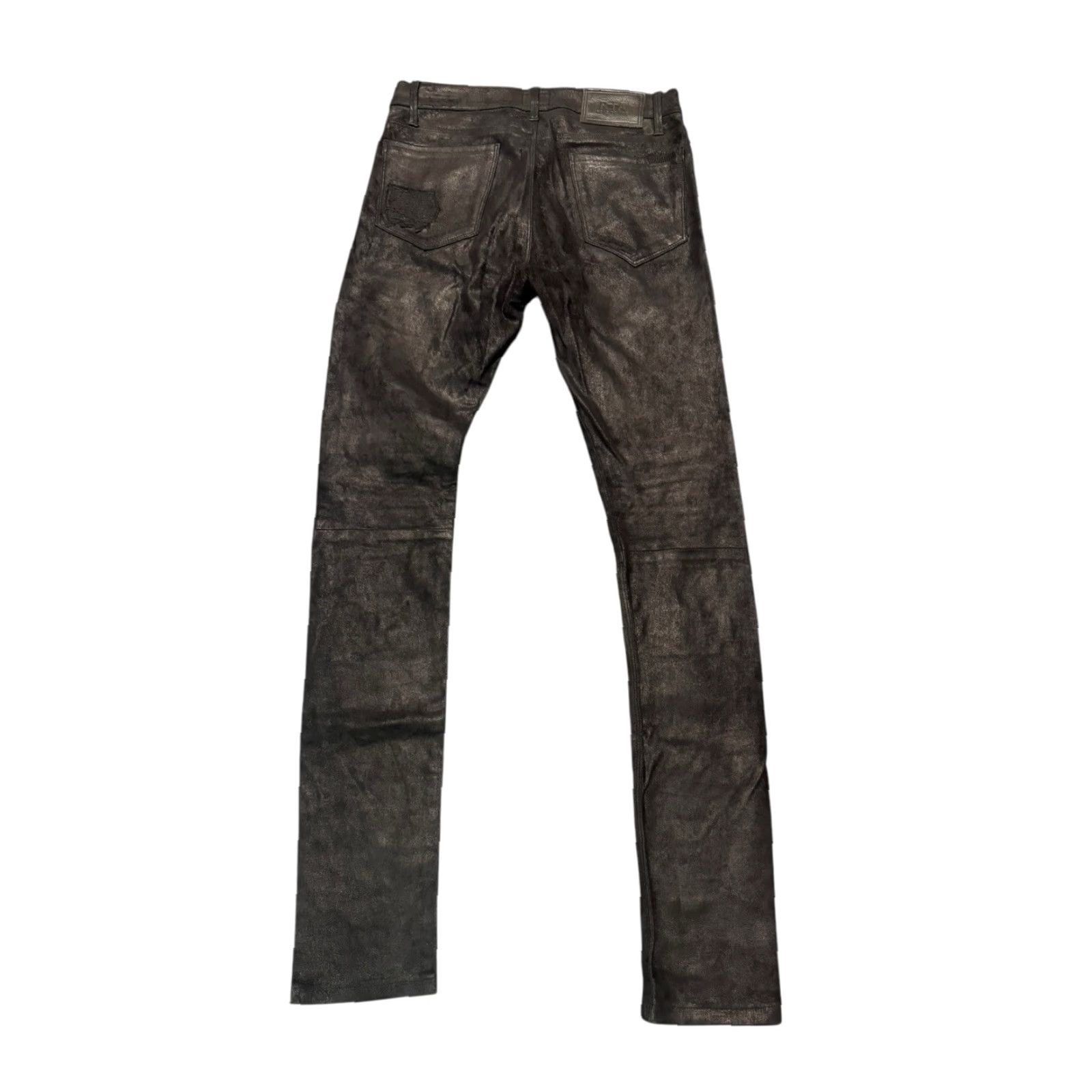 Vintage VINTAGE Road To Awe Lambskin Leather Mid Rise Skinny Pants Jeans 29x32 Black Size 29" - 5 Thumbnail