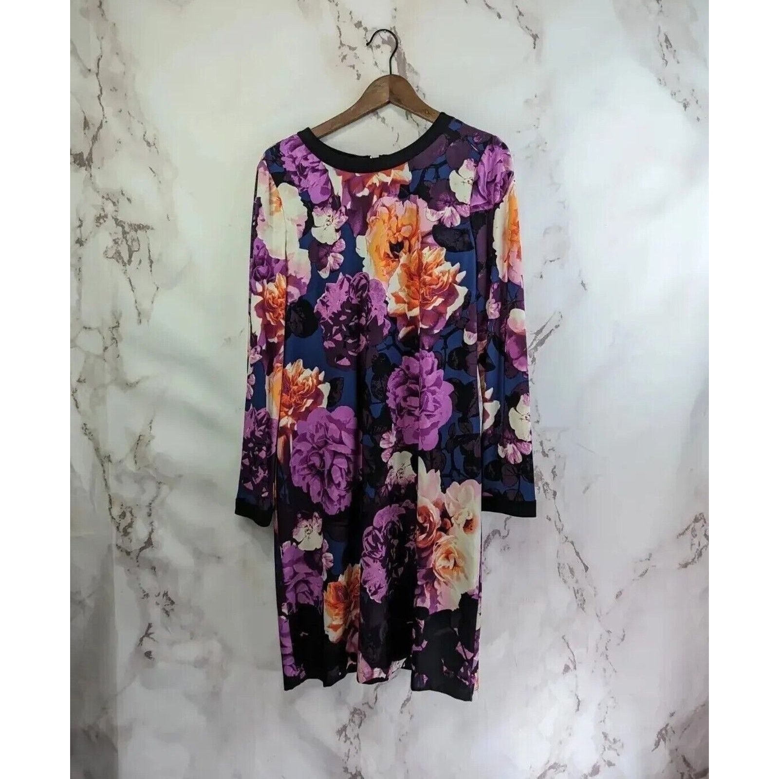 Nordstrom Eliza J Dress Women 14 Large Purple Floral Shift Size XL / US 12-14 / IT 48-50 - 1 Thumbnail