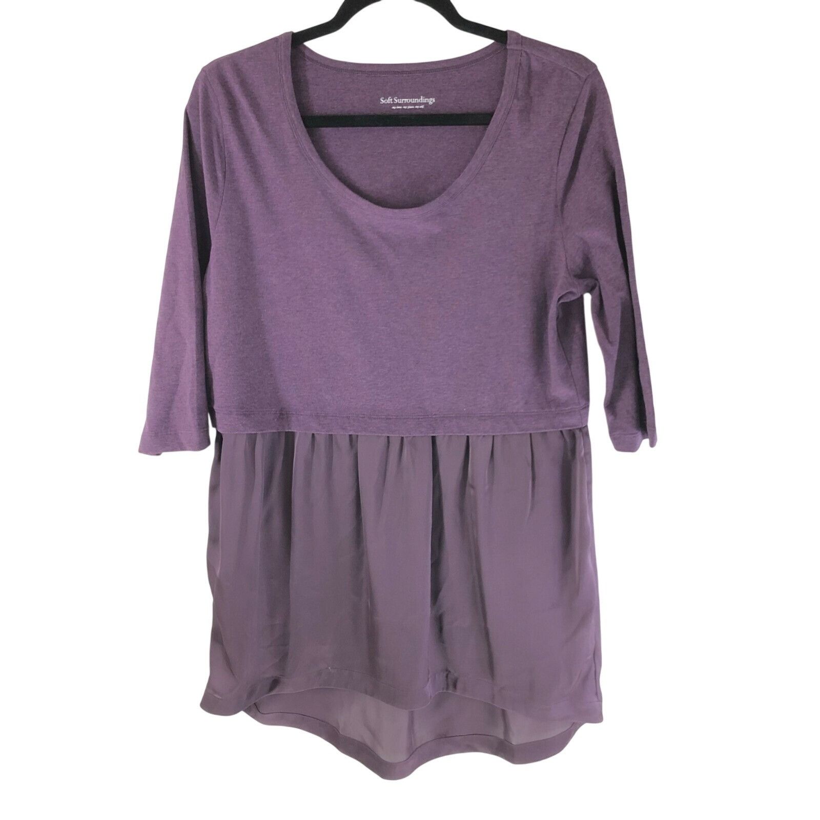 Soft Surroundings Soft Surroundings Womens Top Shirt Tail Hem Mixed Media 3/4 Size M / US 6-8 / IT 42-44 - 1 Thumbnail