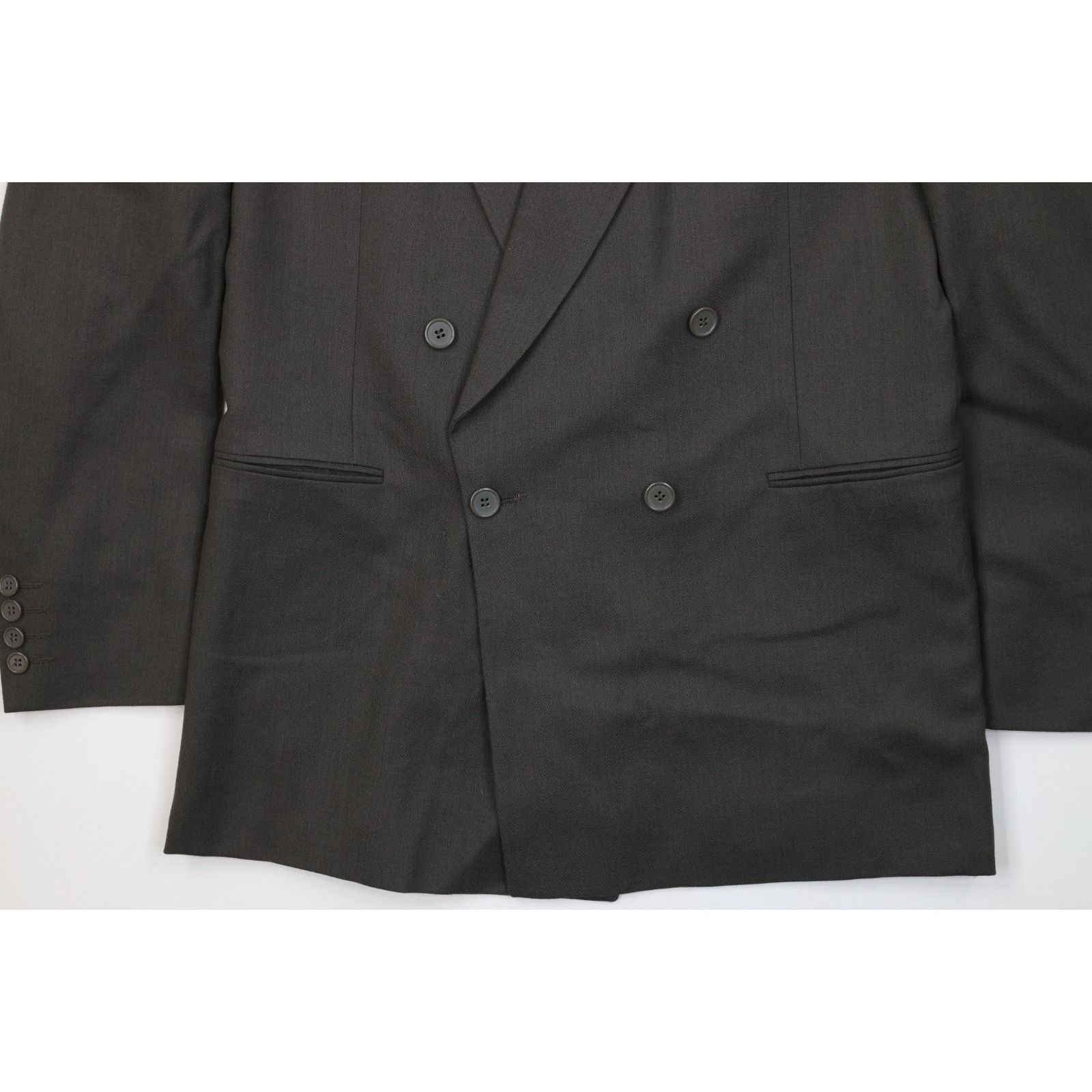 Vintage Vintage 70s 80s 2 Piece Wool Double Breasted Suit Wedding Size 44L - 5 Thumbnail