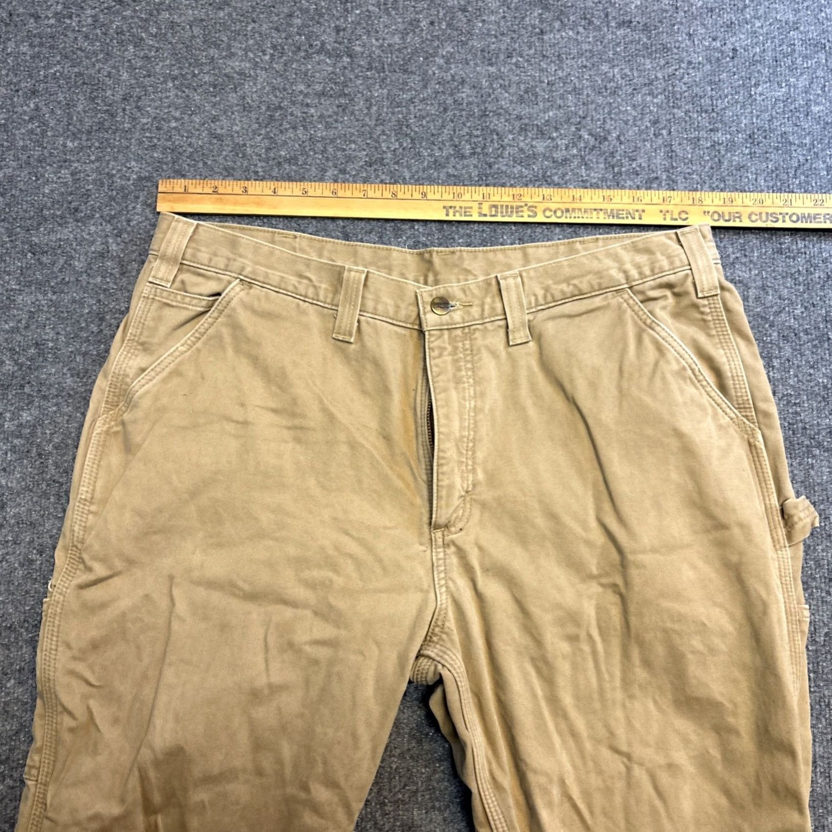 Carhartt VINTAGE Carhartt Pants Flannel Lined 100070-253 Relaxed Distressed Workwear 38x30 Beige Cotton Straight Mens Pants Size US 38 / EU 54 - 4 Thumbnail