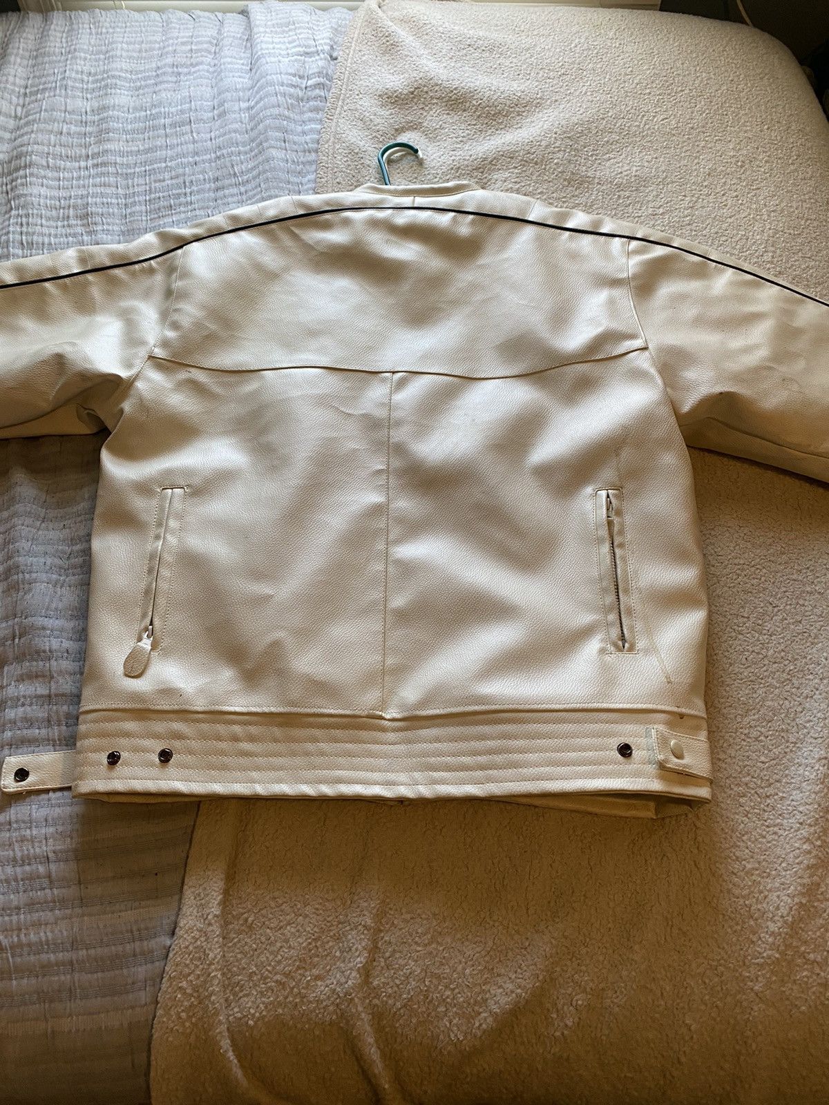 Vintage ~Source Jeans White Leather Racer Jacket~ Size Large Size US L / EU 52-54 / 3 - 3 Thumbnail