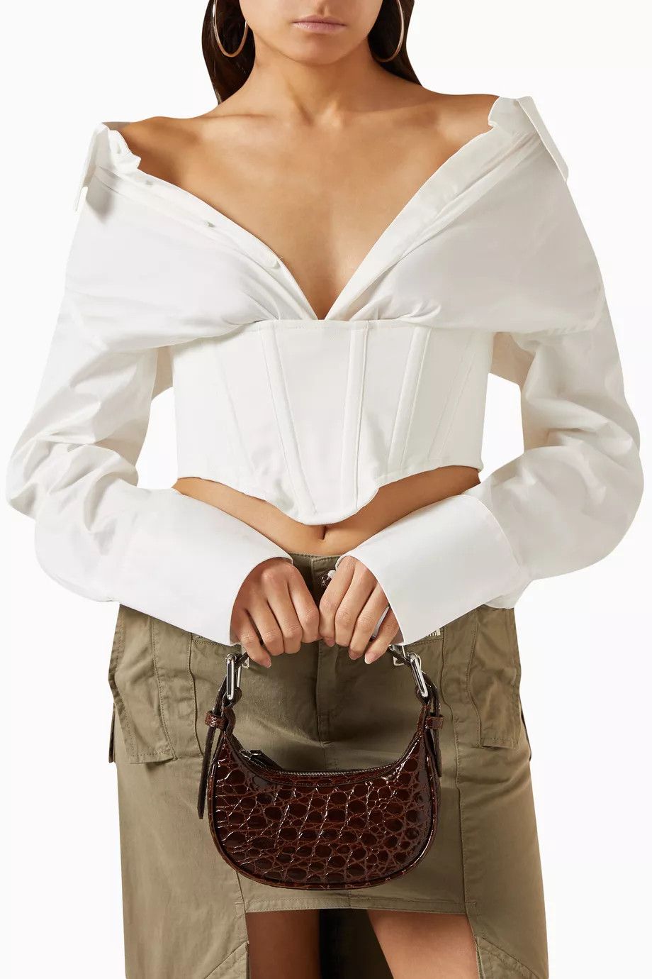 By Far o1mle1224 Size : OS/Croco Embossed Leather Mini Bag Sequoia Size ONE SIZE - 2 Thumbnail