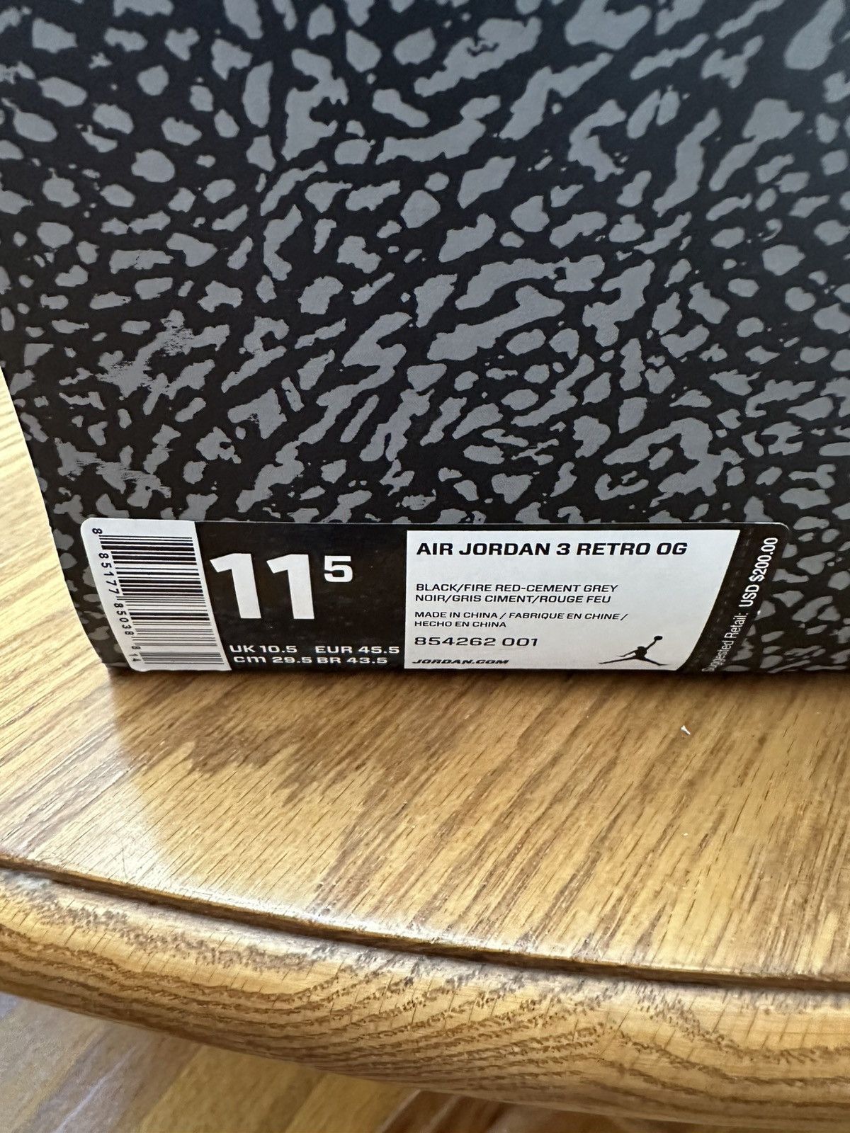 Jordan Brand × Nike Jordan 3 Black Cement Size US 11.5 / EU 44-45 - 5 Thumbnail