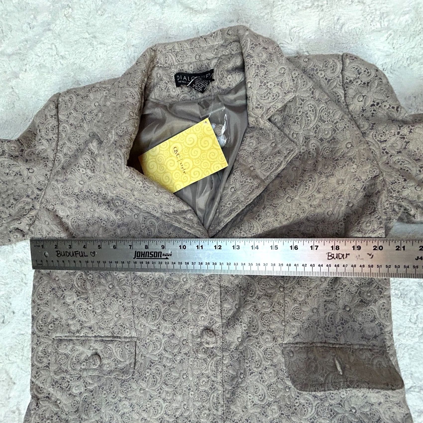 Vintage New Dialogue Beige Embroidered Lace Two-Button Blazer Jacket Womens Large Size L Size L / US 10 / IT 46 - 7 Thumbnail