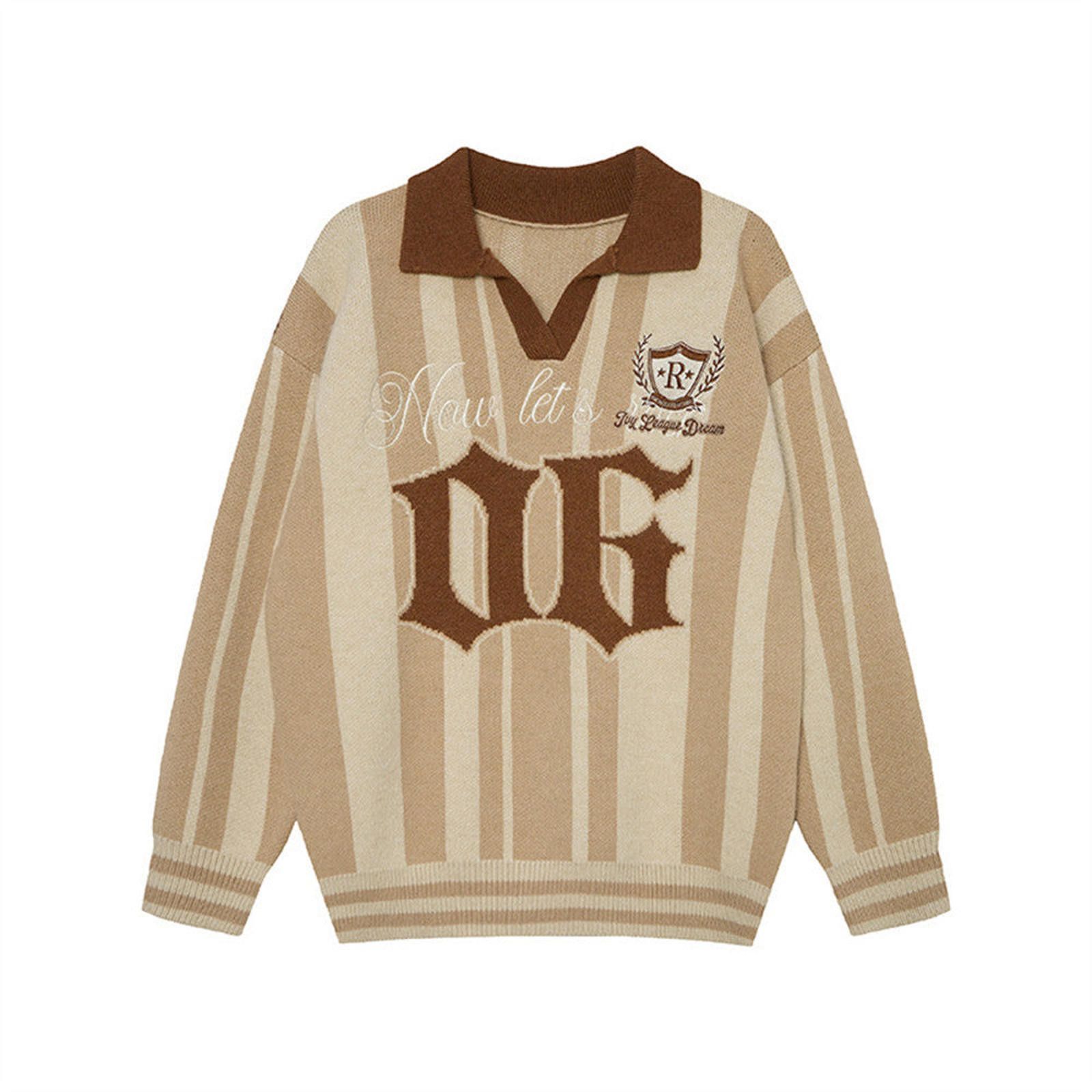 Vintage Striped Collared Sweater, Retro Knit Pullover Size M / US 6-8 / IT 42-44 - 7 Thumbnail