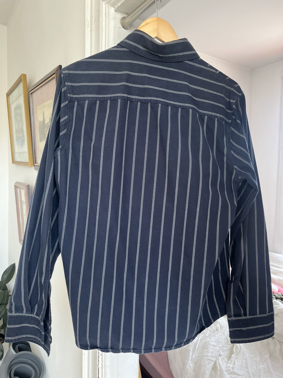 A.P.C. APC “New Bastian” blue/white striped overshirt Size US XS / EU 42 / 0 - 5 Thumbnail