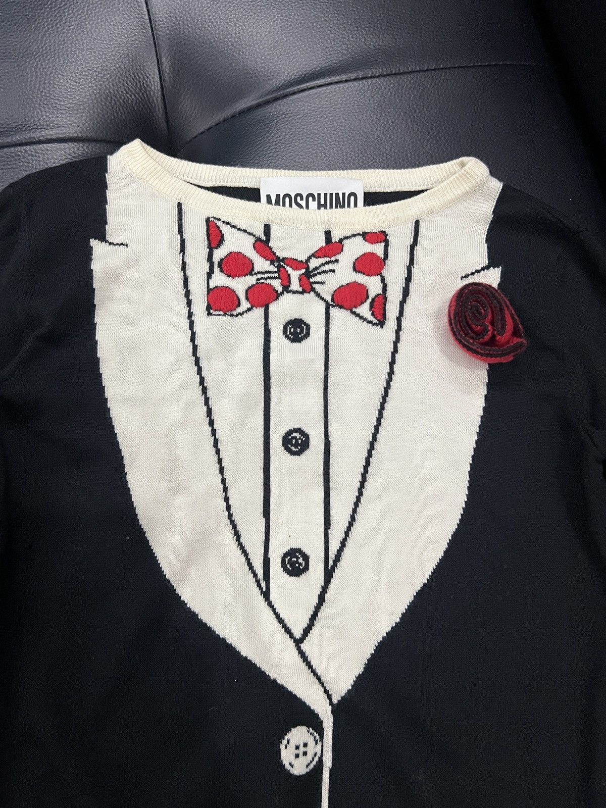 Moschino Moschino Jeremy Scott Trompe-l'œil Bow Rose Knit Top Size M / US 6-8 / IT 42-44 - 3 Thumbnail