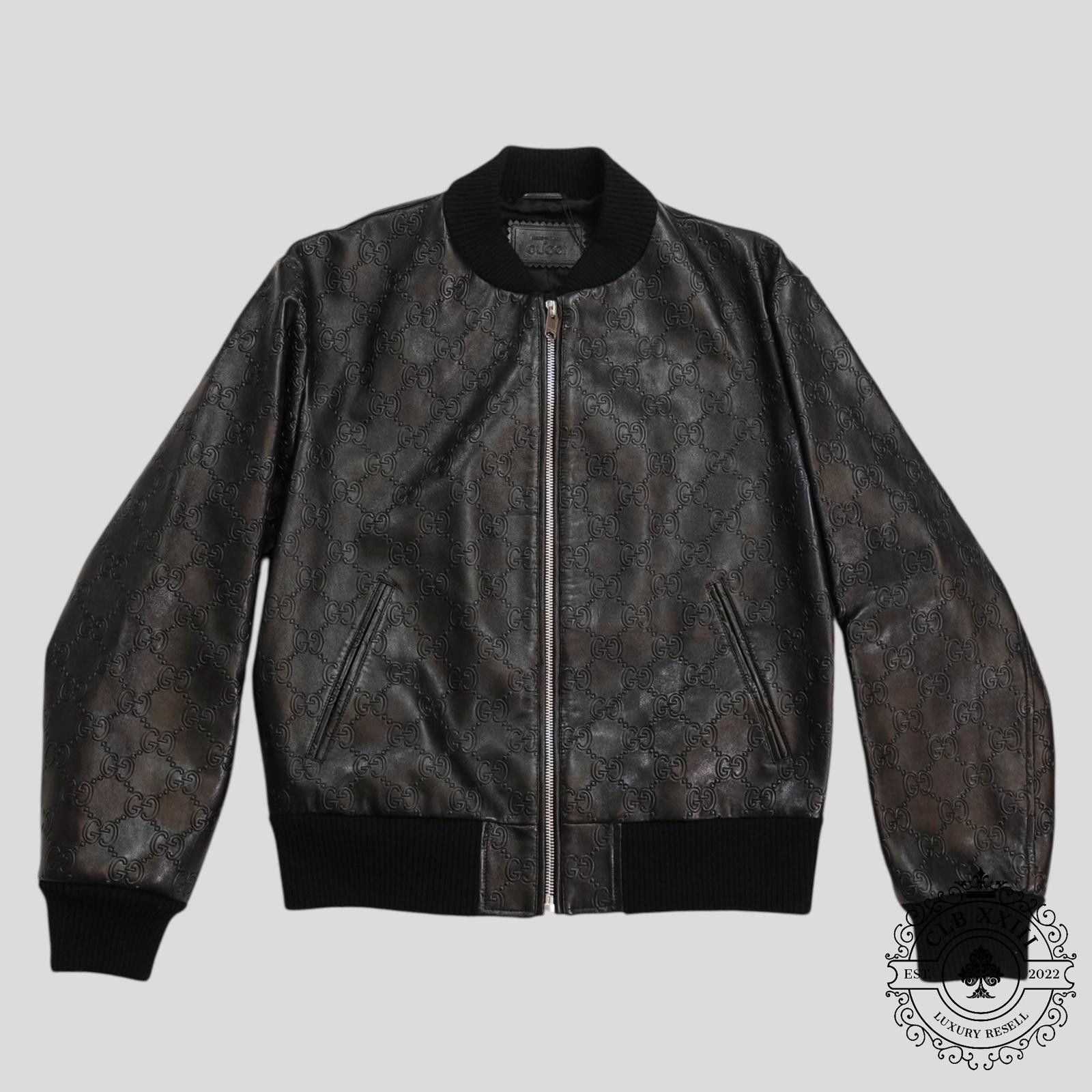 Gucci Gucci GG Leather Bomber Jacket in Black Size US L / EU 52-54 / 3 - 1 Thumbnail