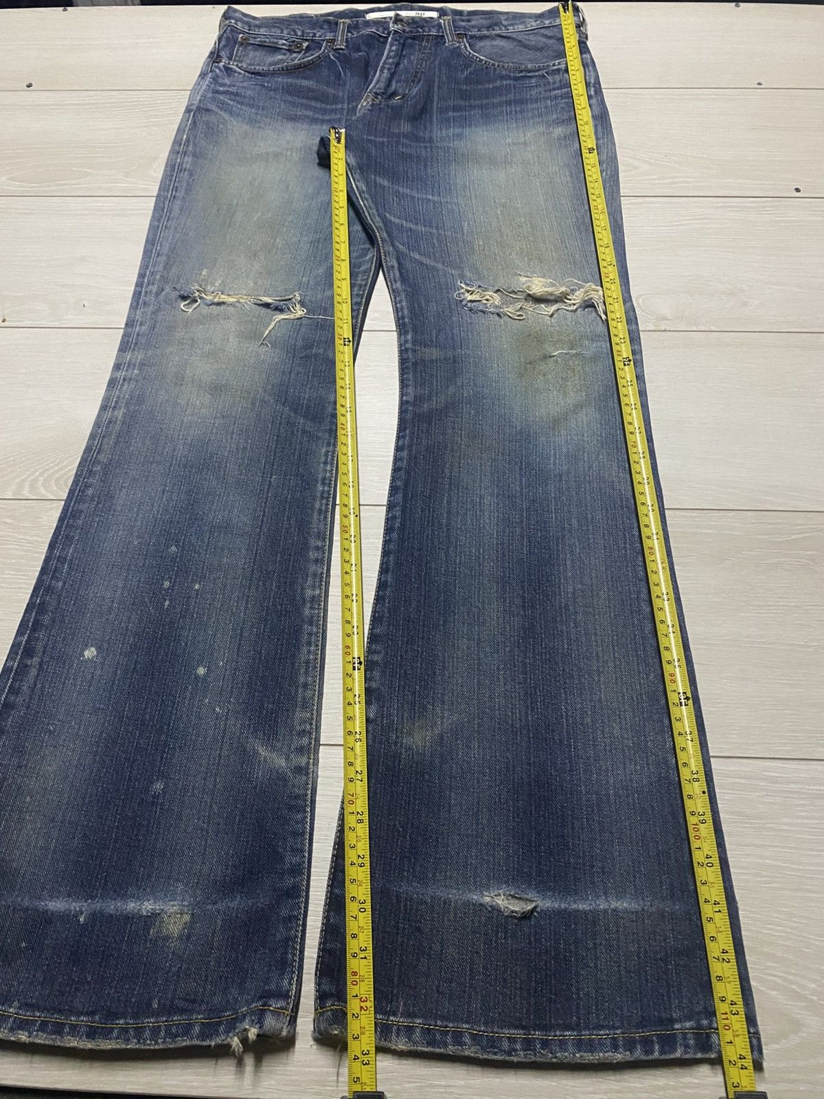 Edwin Edwin 401 XV Mud Wash Splatter Distressed Flare Jeans Size US 34 / EU 50 - 18 Thumbnail
