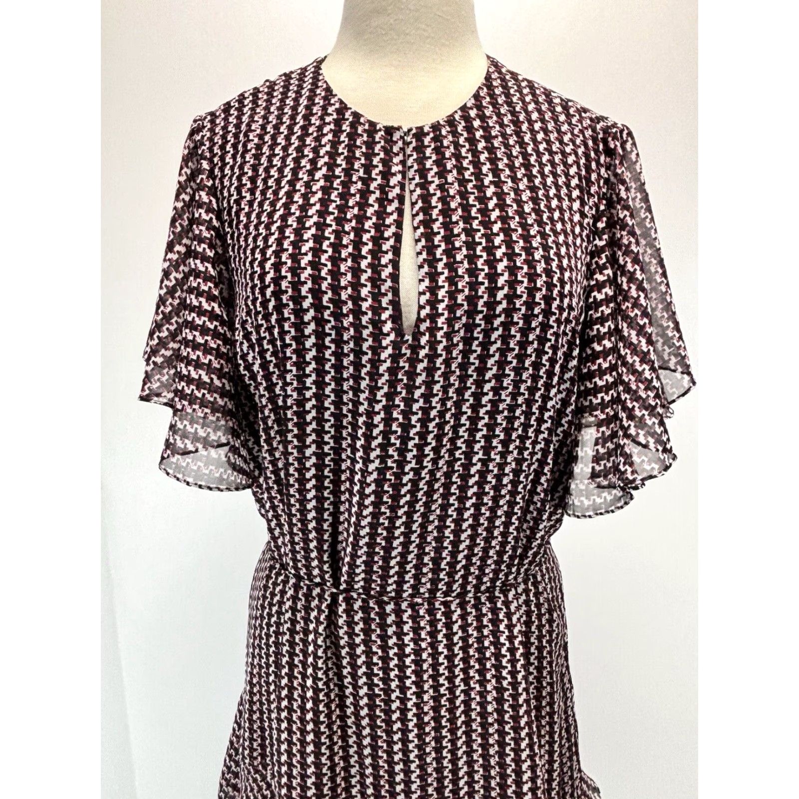 Reiss Reid’s Anna Chiffon Flounce Dress Sz 12 Women’s Black Geometric Flowy Layered Size XL / US 12-14 / IT 48-50 - 5 Thumbnail