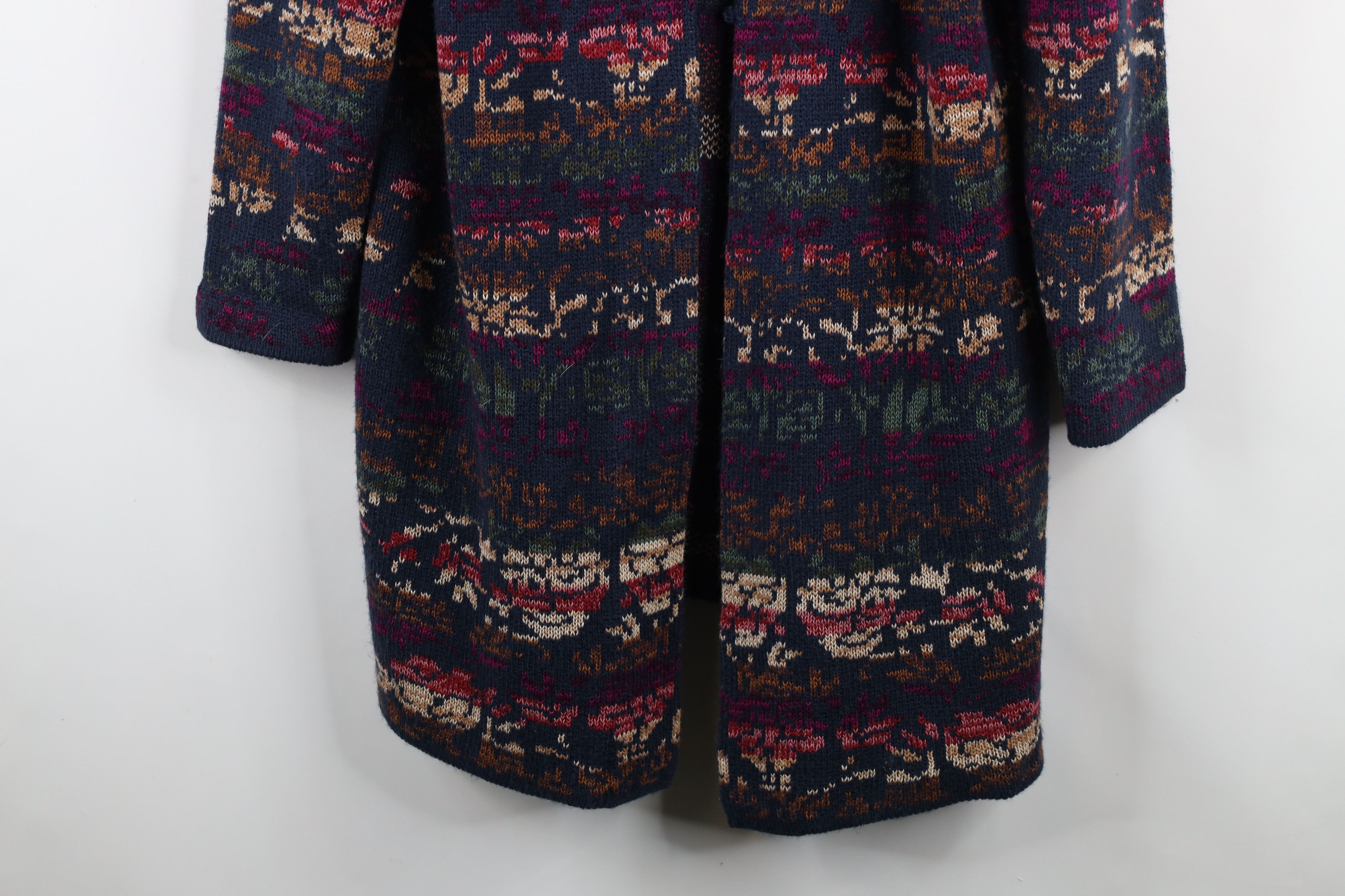 Vintage Vintage 90s Streetwear Flower Knit Open Cardigan Sweater Size XL / US 12-14 / IT 48-50 - 4 Thumbnail