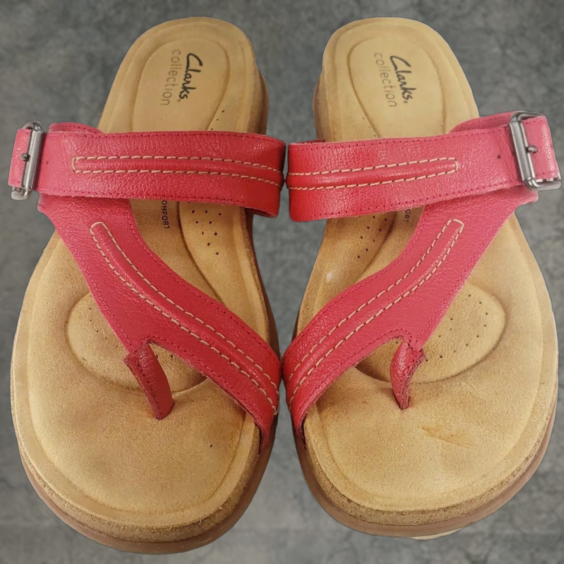 Clarks Clarks Collection Sandals Womens 10M Brynn Madi Thong Toe-Loop Red 26164863 Size US 10 / IT 40 - 1 Thumbnail