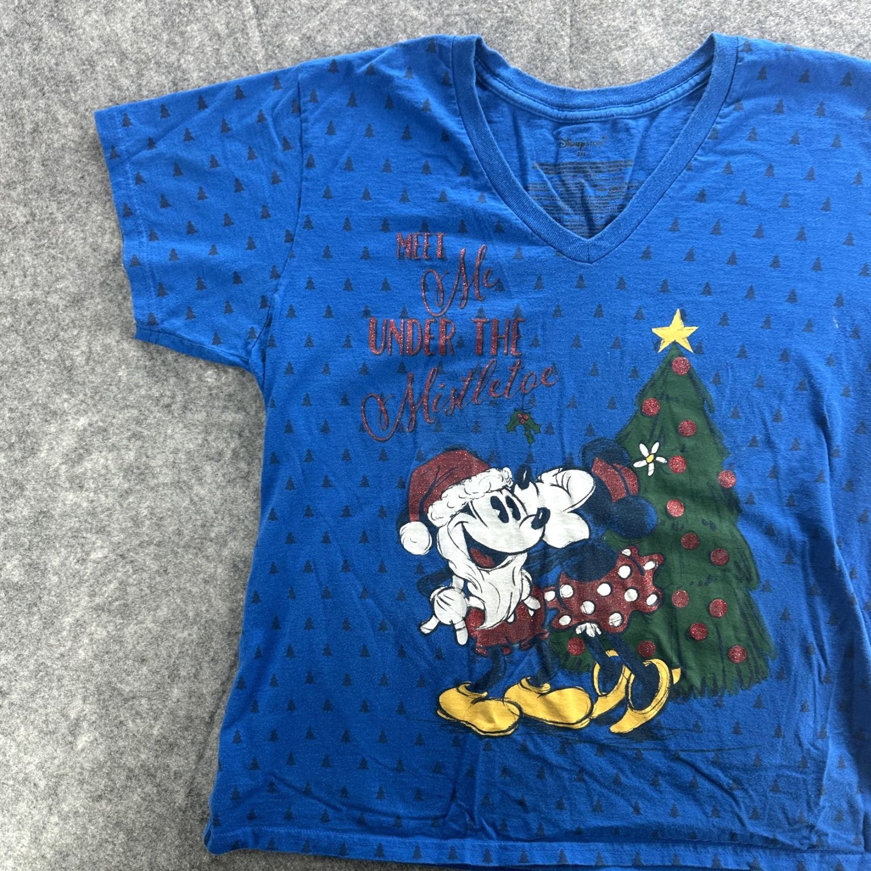 Disney VINTAGE Disney Shirt Womens 2XL Blue Minnie Mickey Christmas Tree Holiday Tee Size XXL / US 16-18 / IT 52-54 - 5 Thumbnail